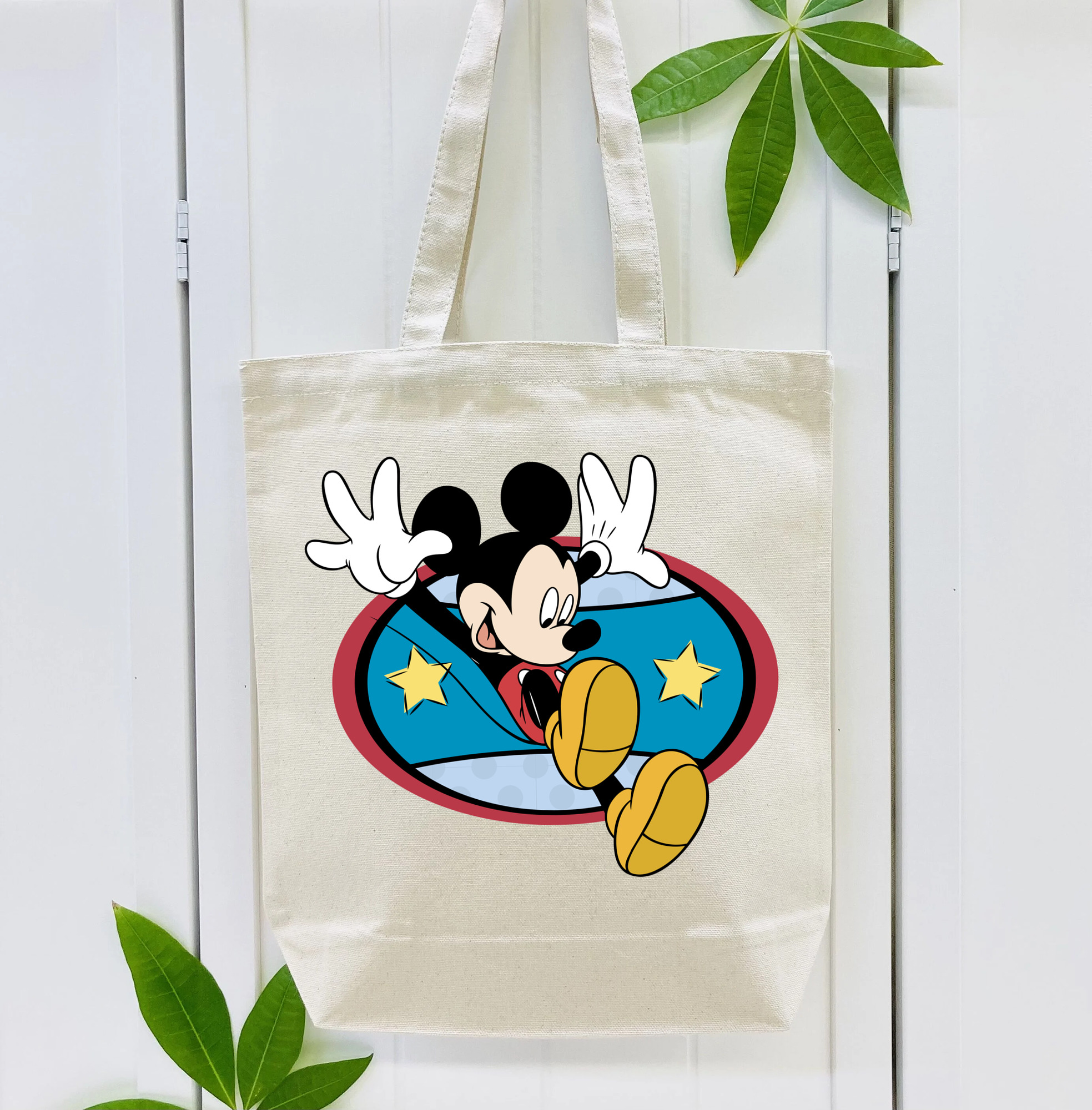 ミッキーマウス Mickey Mouse 縦型キャンバス生地手提げバッグ　トートバッグ