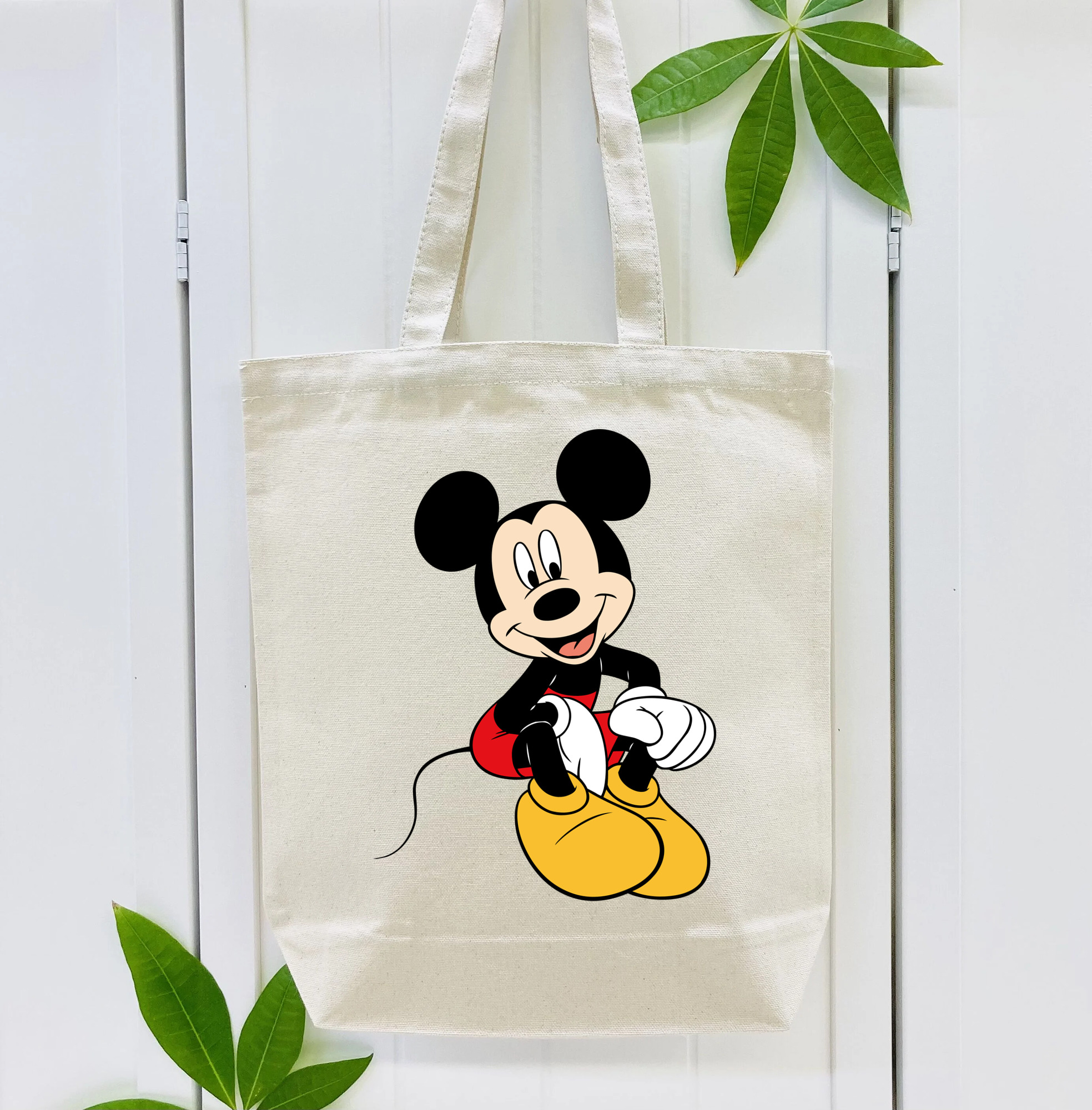 ミッキーマウス Mickey Mouse 縦型キャンバス生地手提げバッグ　トートバッグ