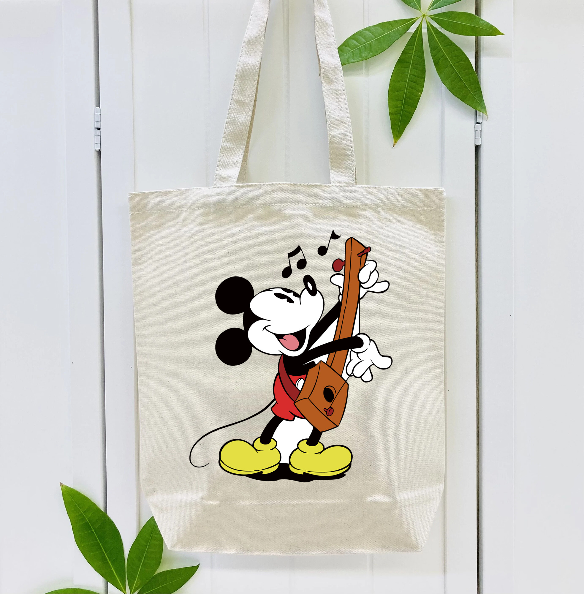 ミッキーマウス Mickey Mouse 縦型キャンバス生地手提げバッグ　トートバッグ
