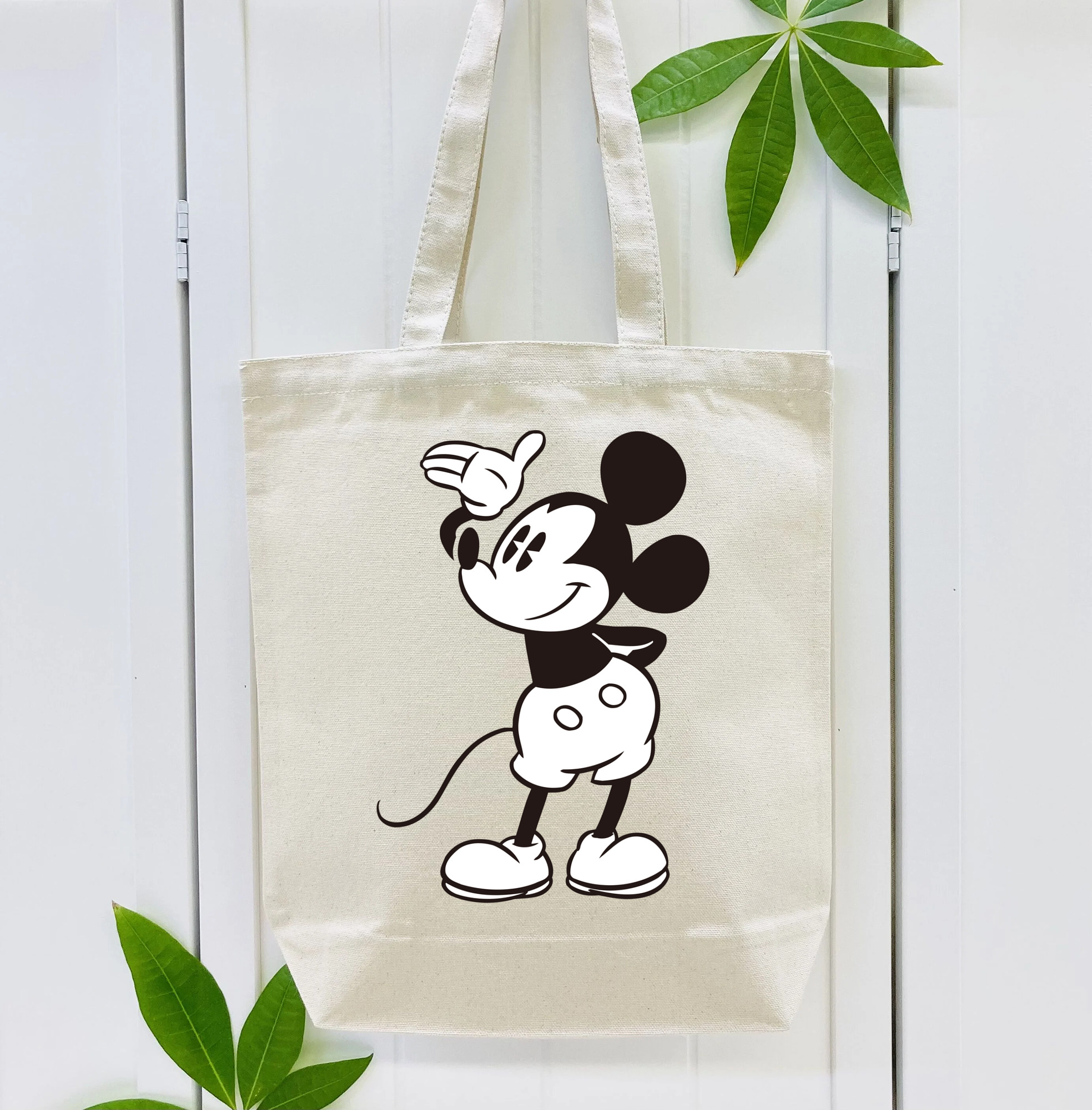 ミッキーマウス Mickey Mouse 縦型キャンバス生地手提げバッグ　トートバッグ