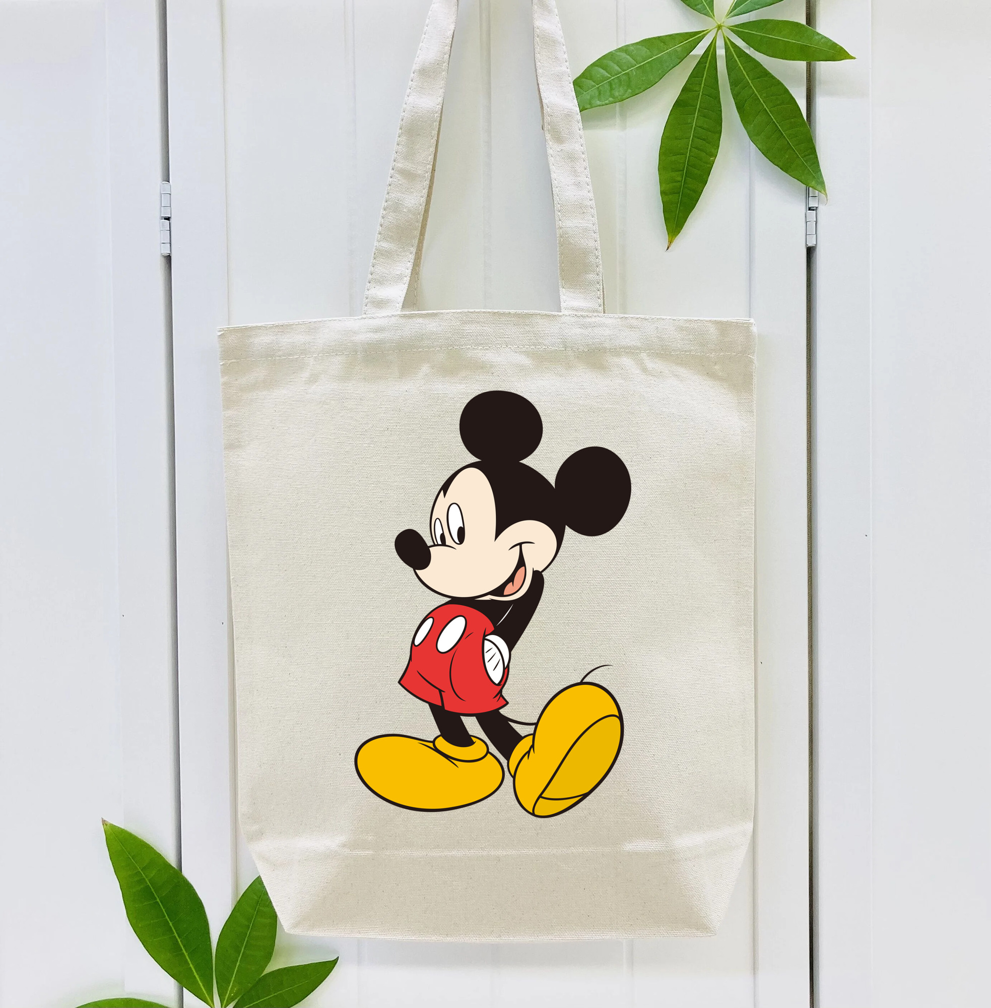 ミッキーマウス Mickey Mouse 縦型キャンバス生地手提げバッグ　トートバッグ