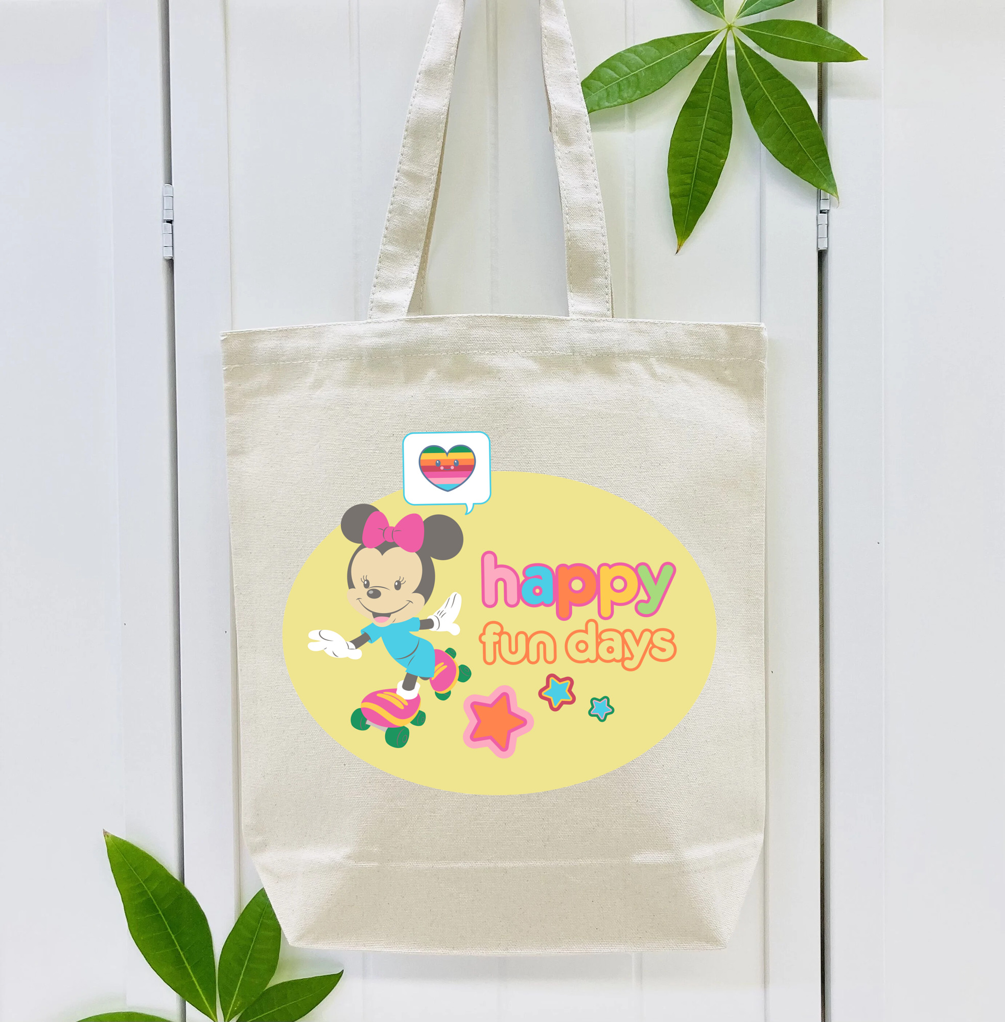 ミッキーマウス Mickey Mouse 縦型キャンバス生地手提げバッグ　トートバッグ