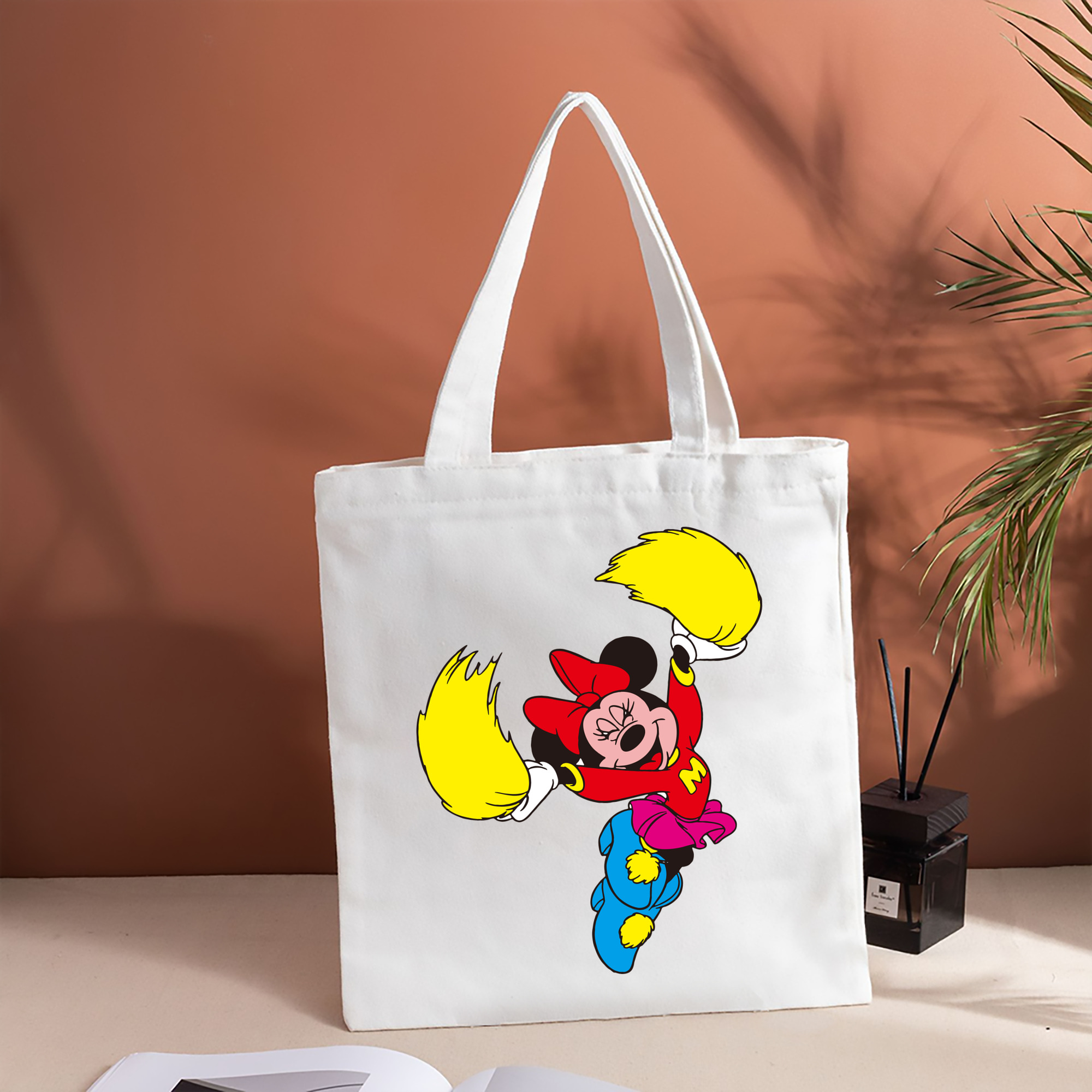 ミッキーマウス Mickey Mouse 縦型キャンバス生地手提げバッグ　トートバッグ