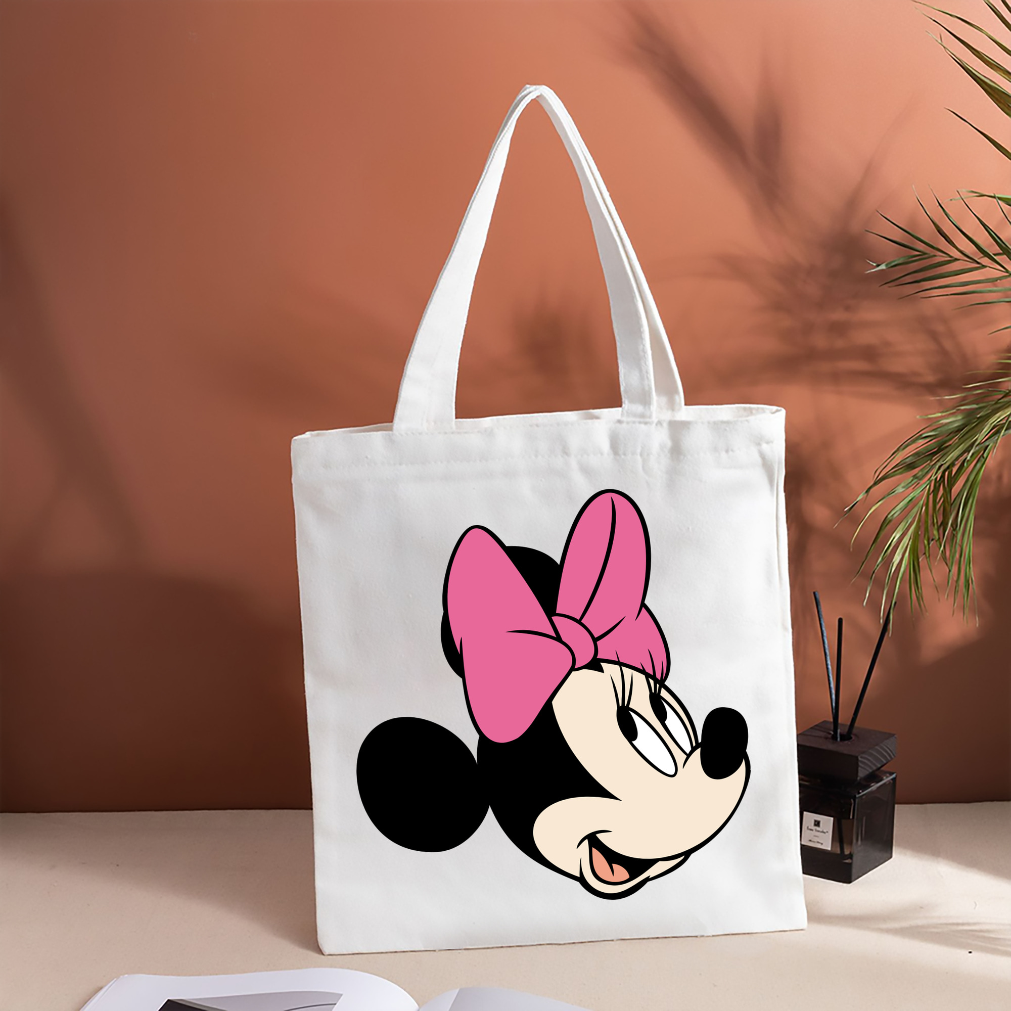 ミッキーマウス Mickey Mouse 縦型キャンバス生地手提げバッグ　トートバッグ