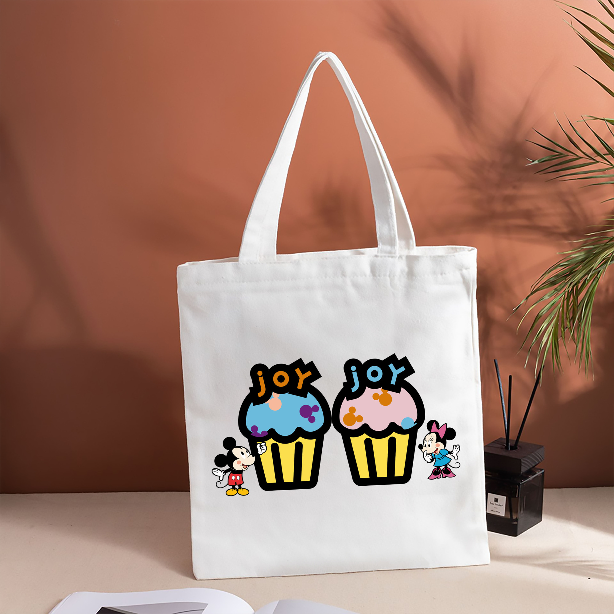 ミッキーマウス Mickey Mouse 縦型キャンバス生地手提げバッグ　トートバッグ