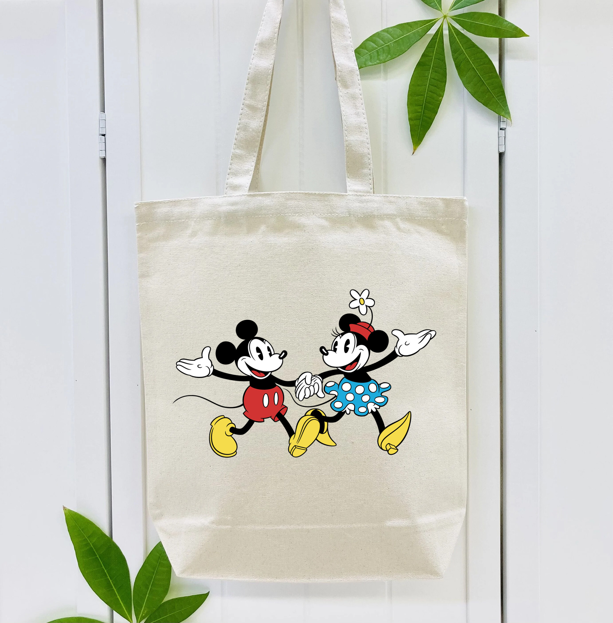 ミッキーマウス Mickey Mouse 縦型キャンバス生地手提げバッグ　トートバッグ