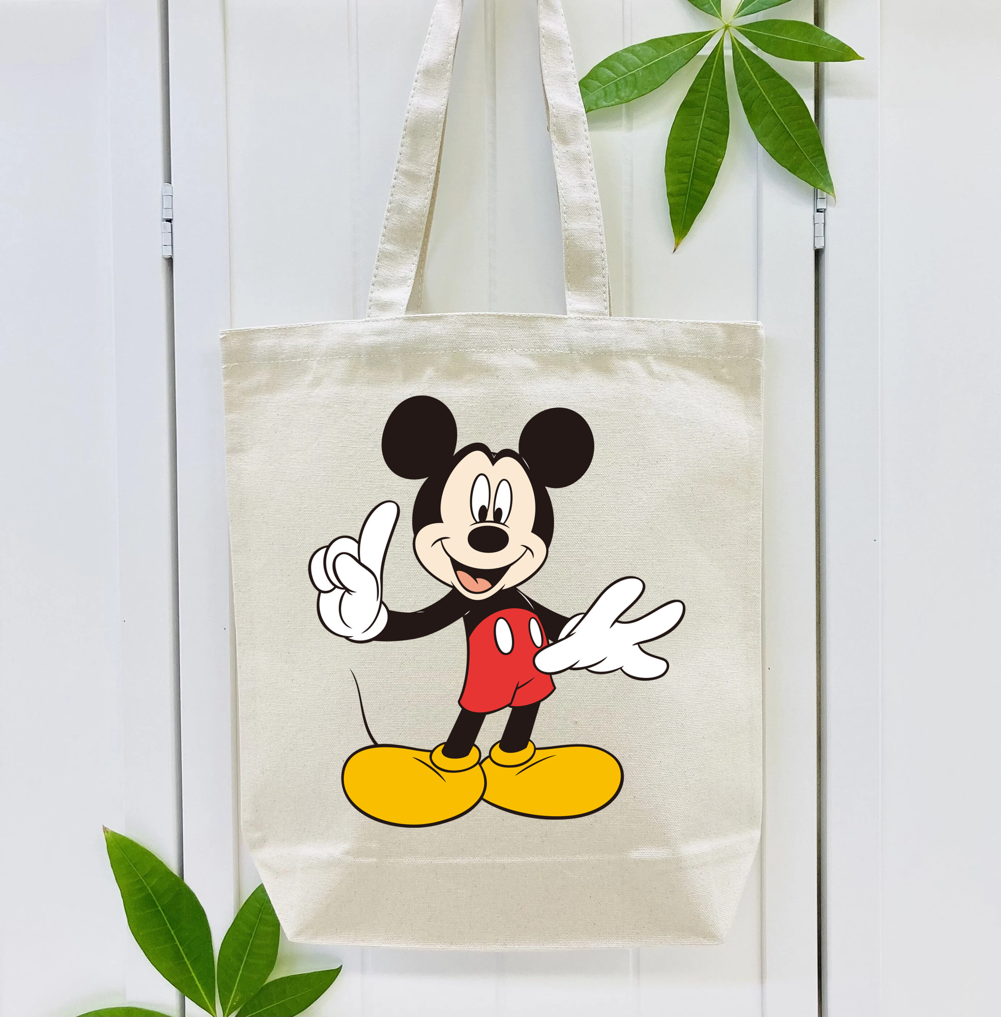 ミッキーマウス Mickey Mouse 縦型キャンバス生地手提げバッグ　トートバッグ