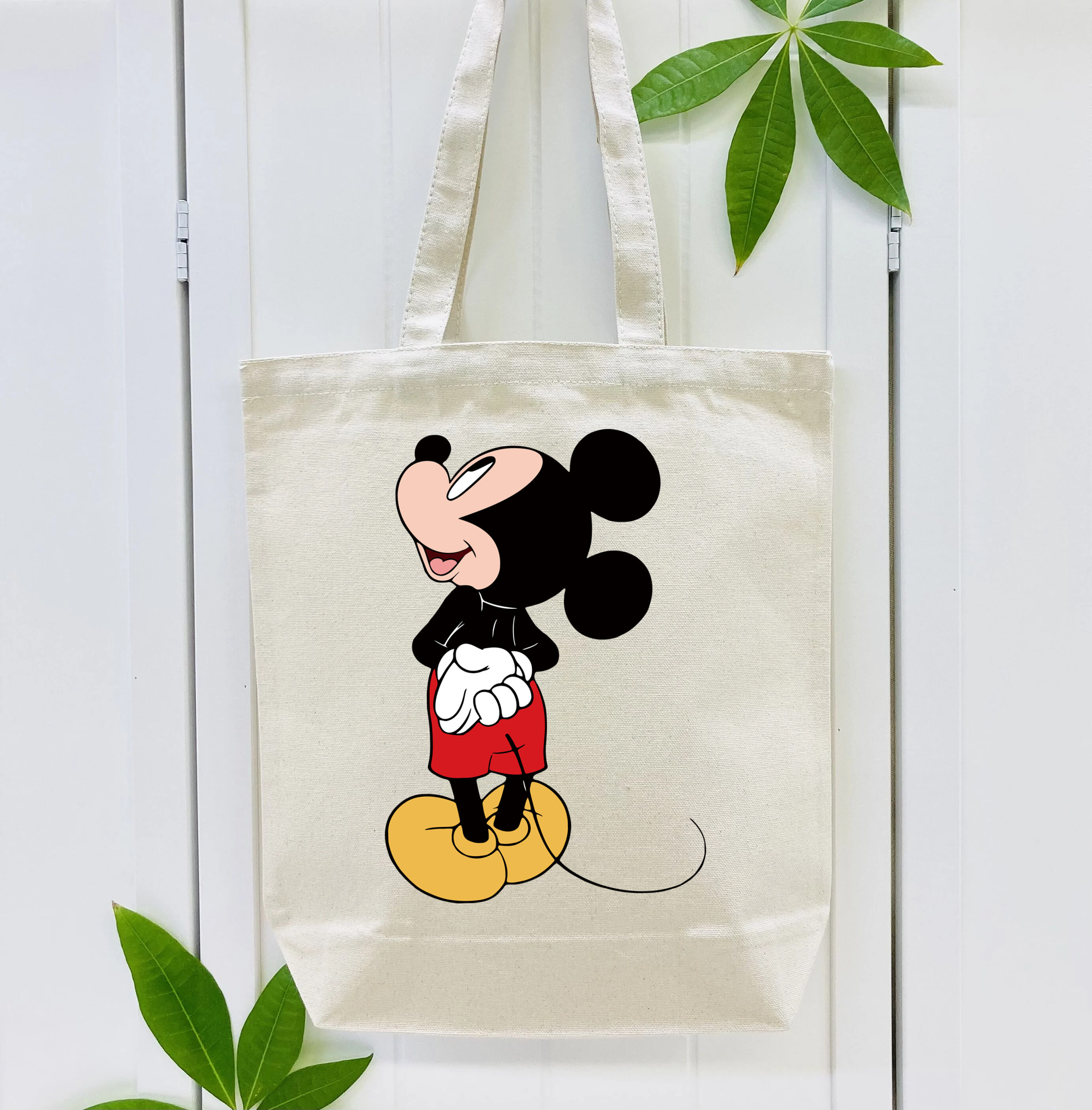 ミッキーマウス Mickey Mouse 縦型キャンバス生地手提げバッグ　トートバッグ
