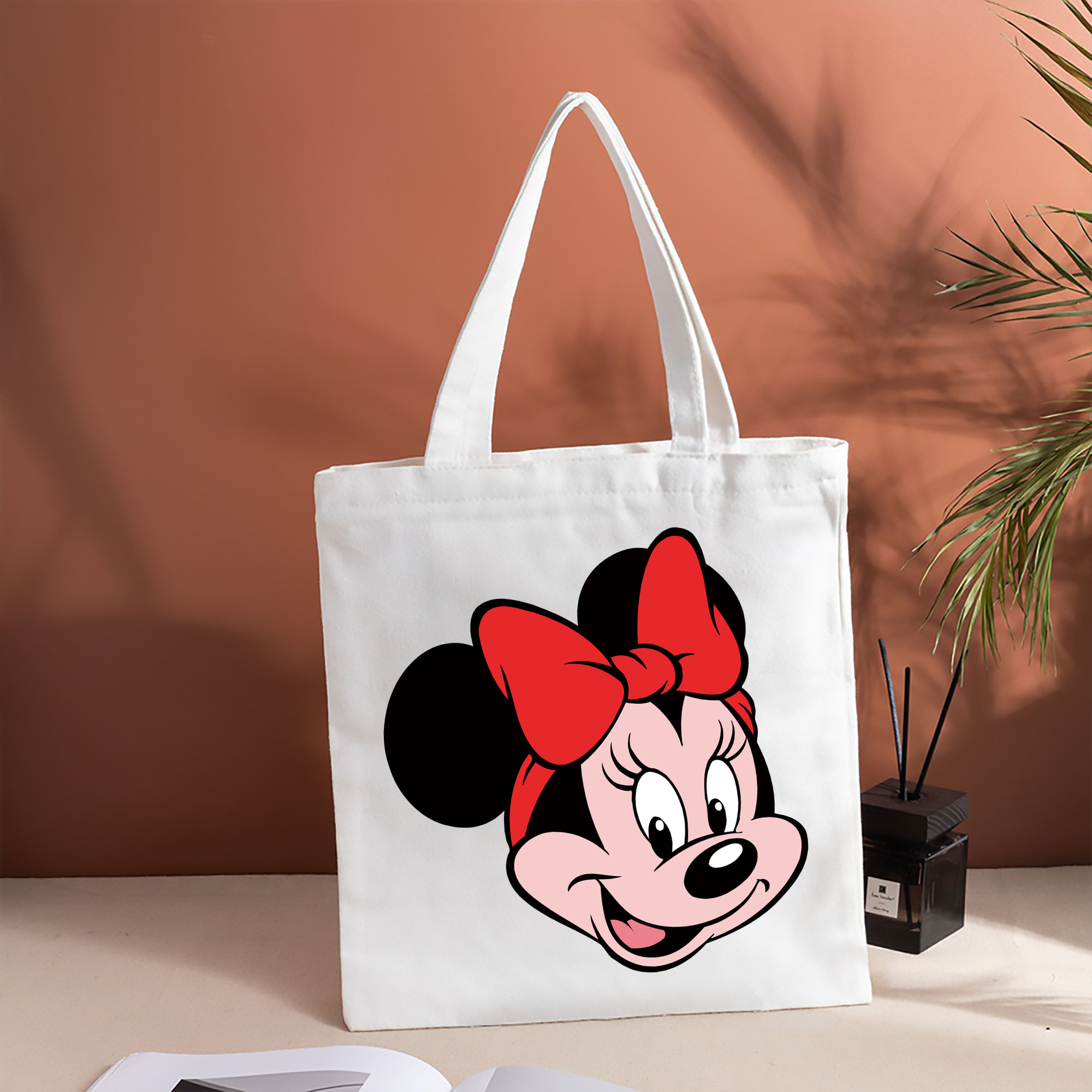 ミッキーマウス Mickey Mouse 縦型キャンバス生地手提げバッグ　トートバッグ