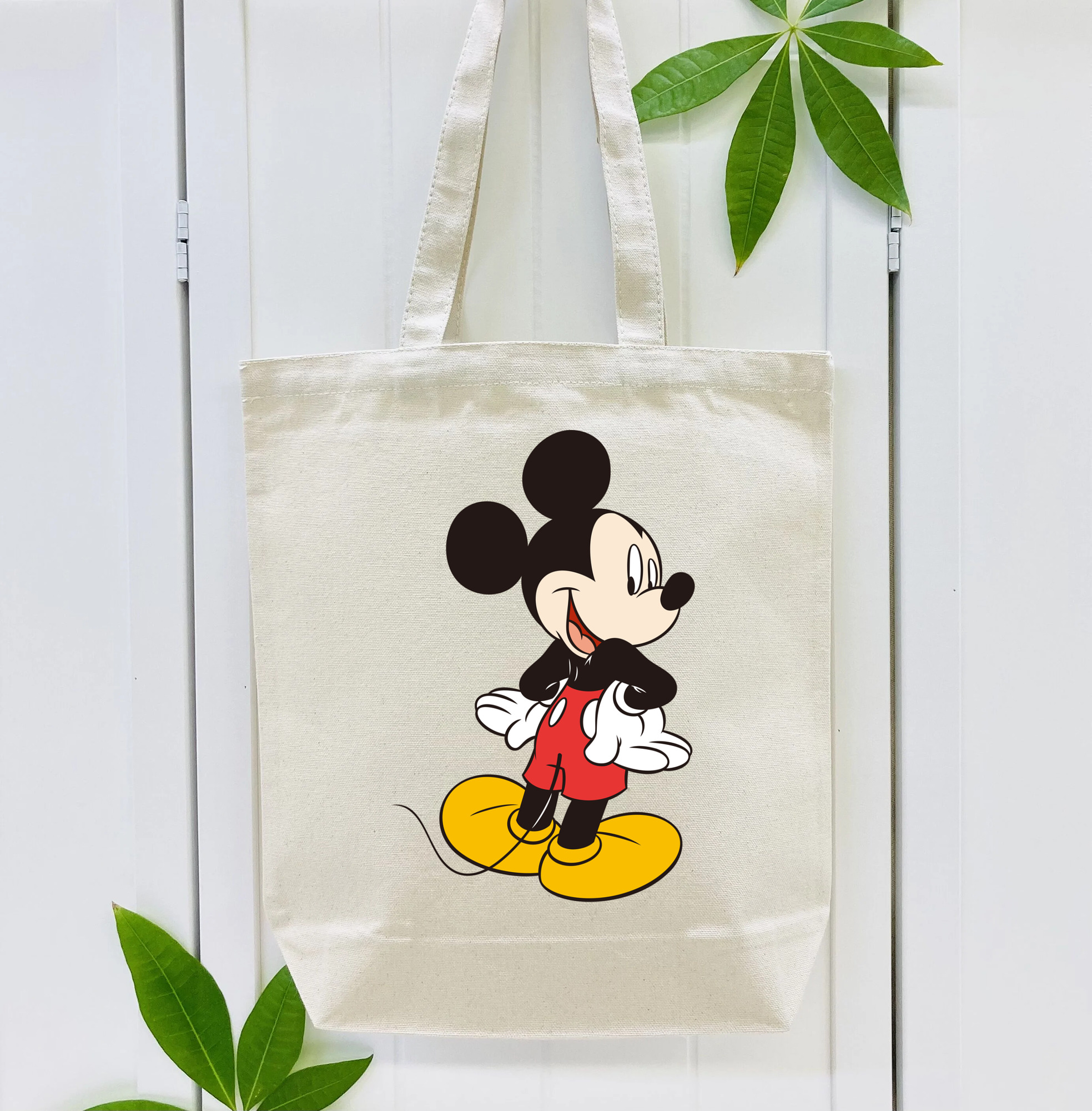 ミッキーマウス Mickey Mouse 縦型キャンバス生地手提げバッグ　トートバッグ