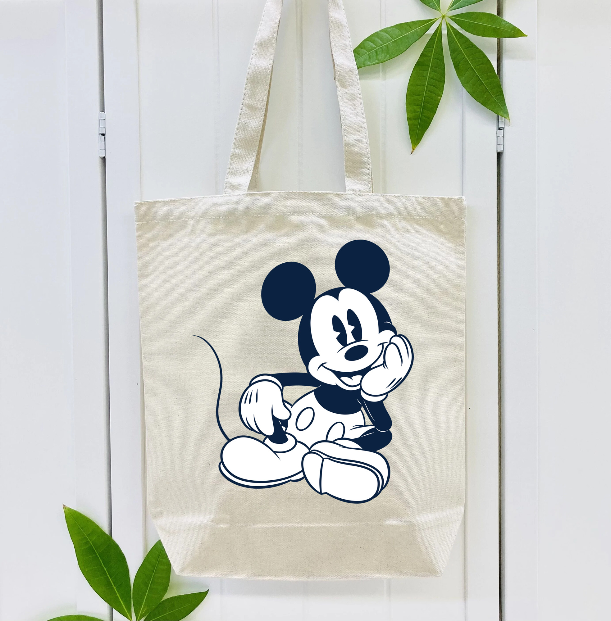 ミッキーマウス Mickey Mouse 縦型キャンバス生地手提げバッグ　トートバッグ