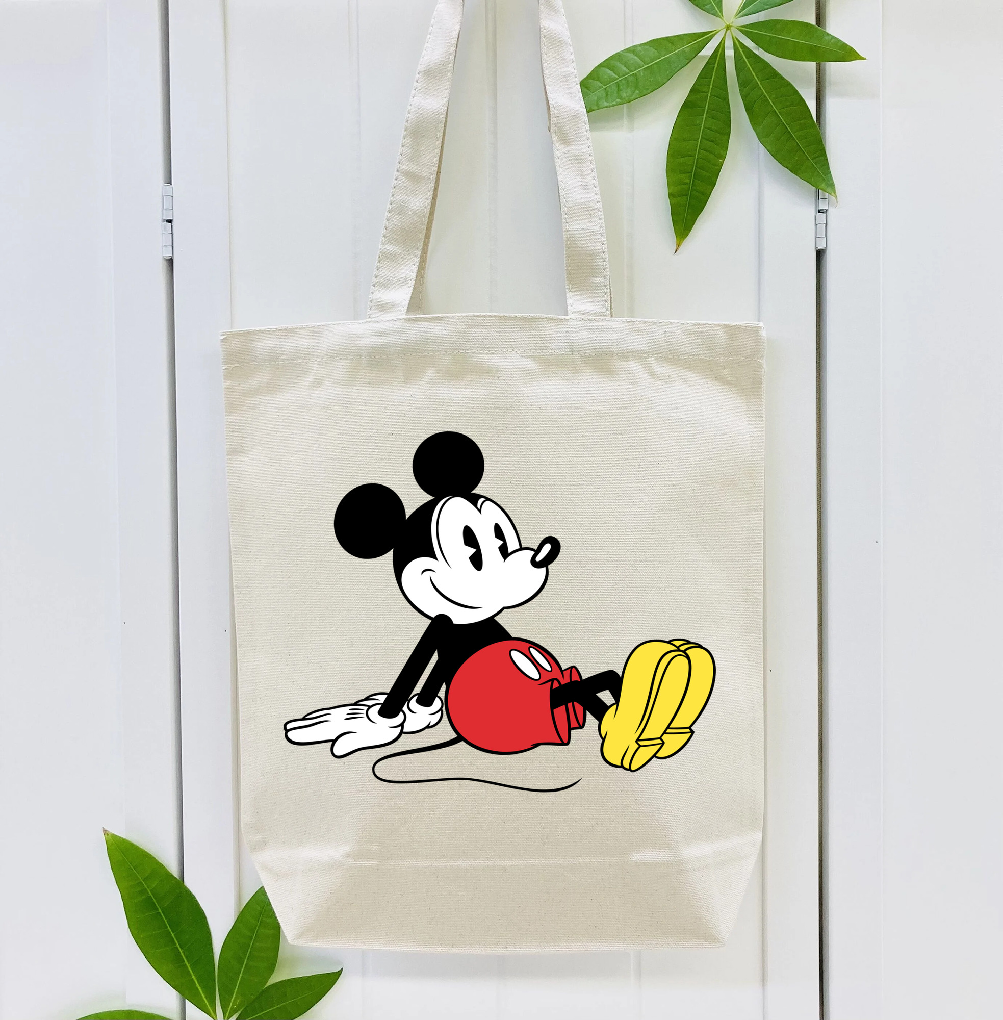 ミッキーマウス Mickey Mouse 縦型キャンバス生地手提げバッグ　トートバッグ