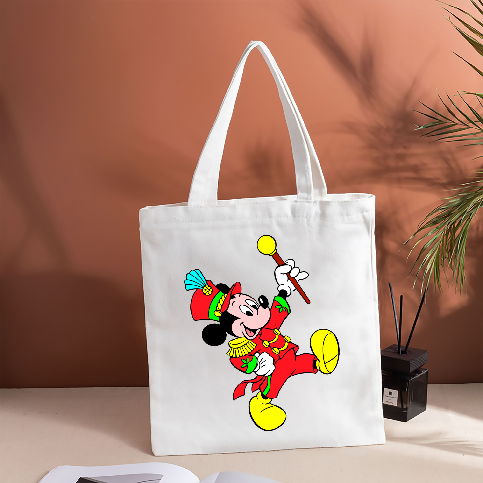 ミッキーマウス Mickey Mouse 縦型キャンバス生地手提げバッグ　トートバッグ