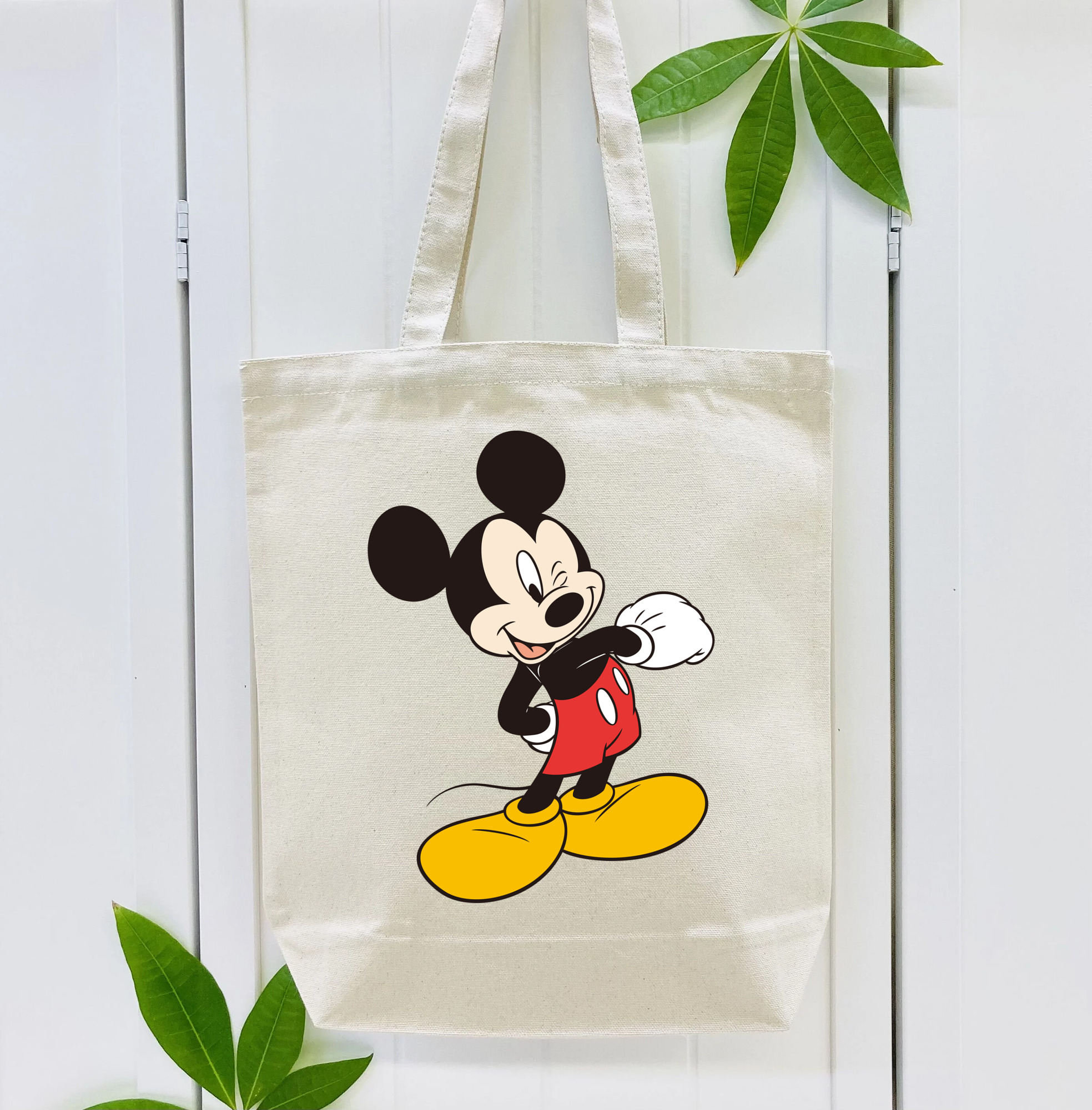 ミッキーマウス Mickey Mouse 縦型キャンバス生地手提げバッグ　トートバッグ