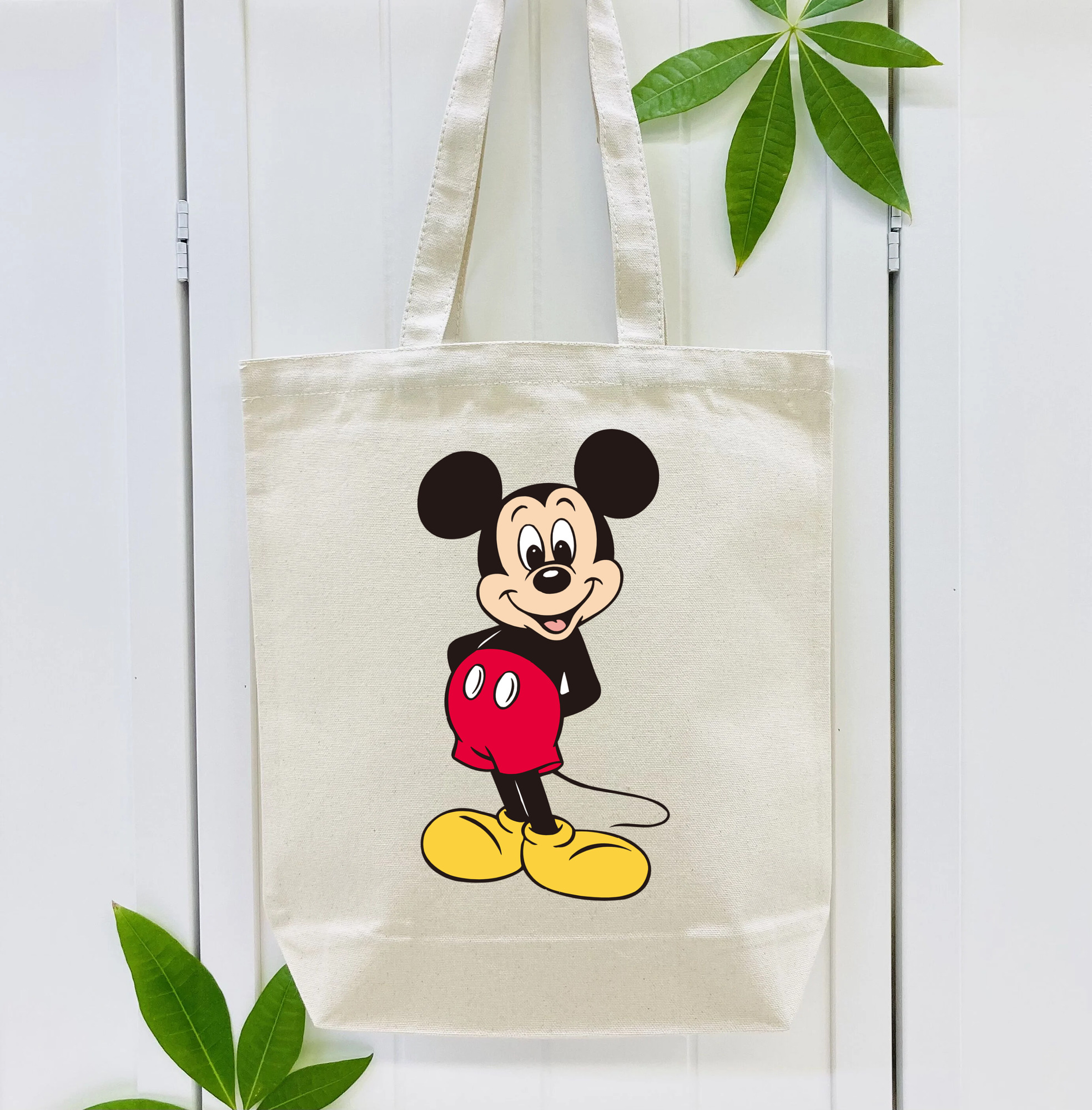 ミッキーマウス Mickey Mouse 縦型キャンバス生地手提げバッグ　トートバッグ