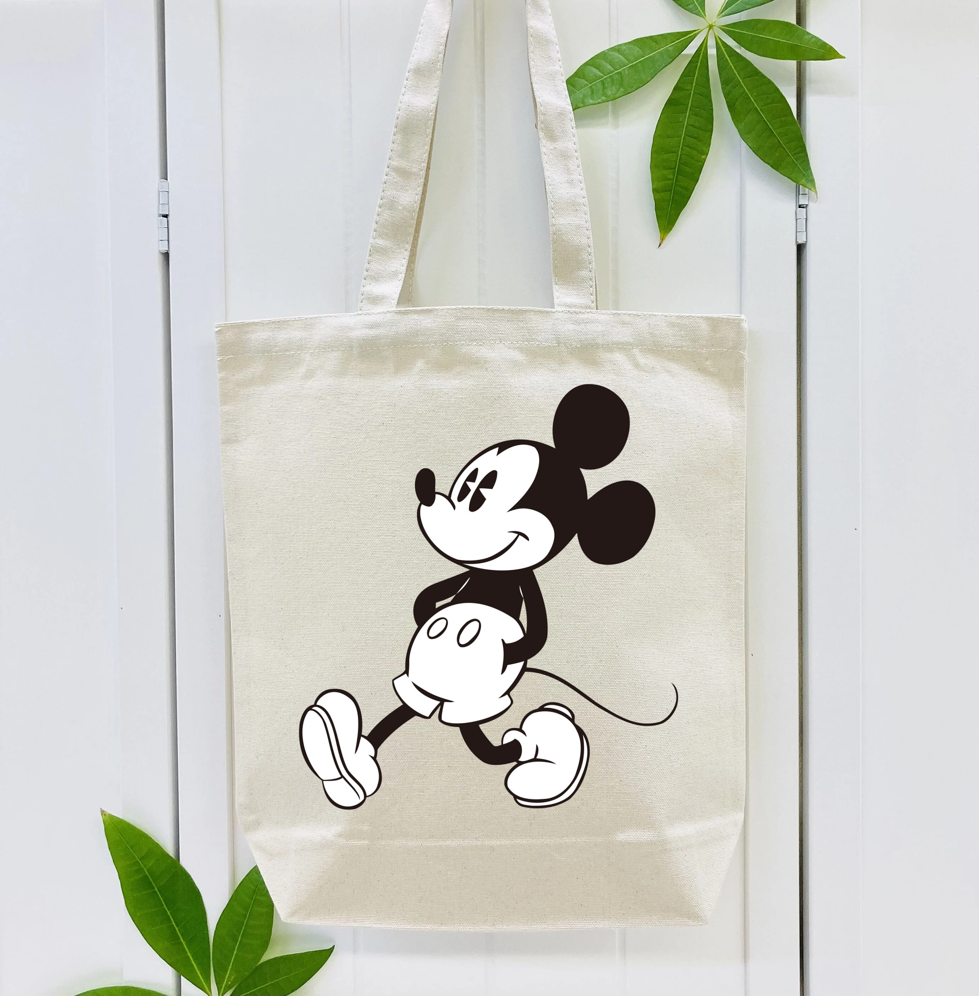 ミッキーマウス Mickey Mouse 縦型キャンバス生地手提げバッグ　トートバッグ