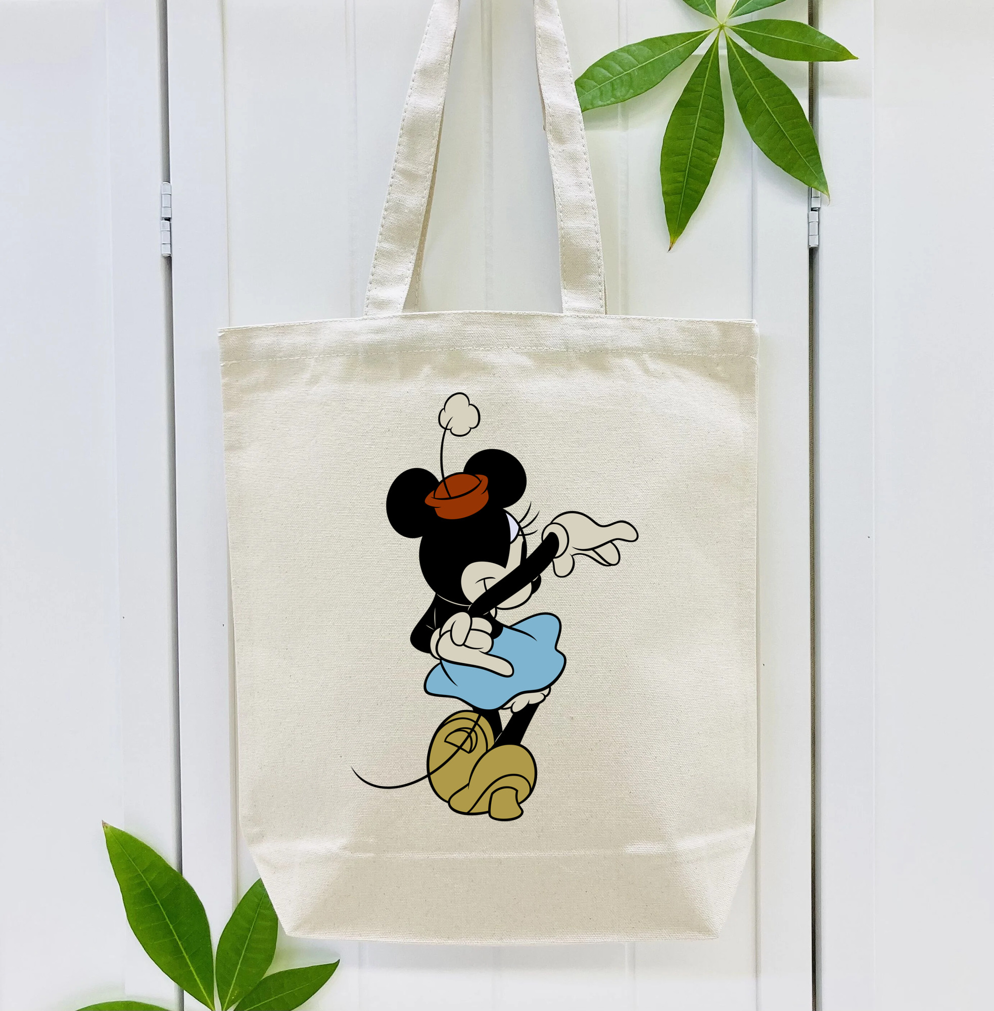 ミッキーマウス Mickey Mouse 縦型キャンバス生地手提げバッグ　トートバッグ