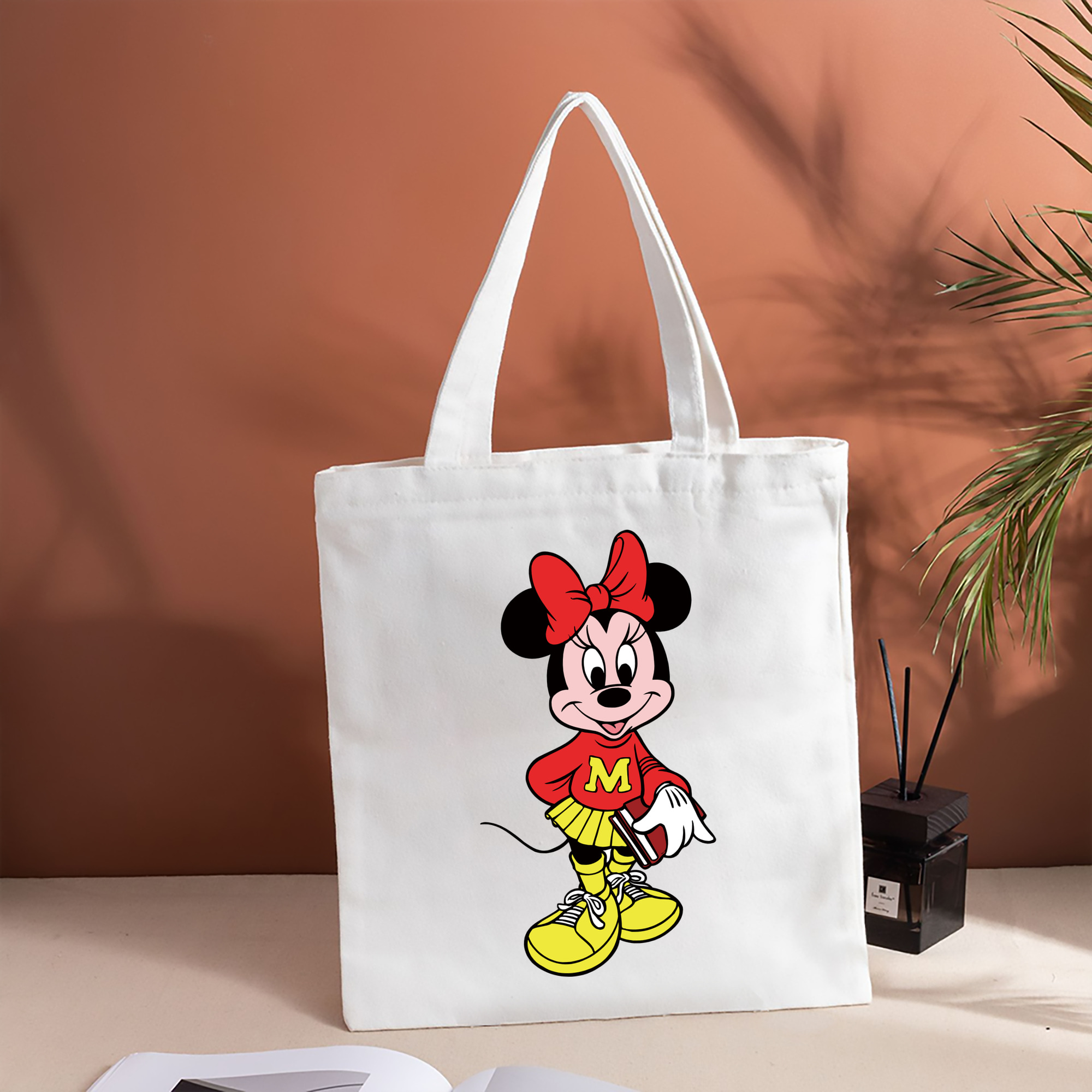 ミッキーマウス Mickey Mouse 縦型キャンバス生地手提げバッグ　トートバッグ
