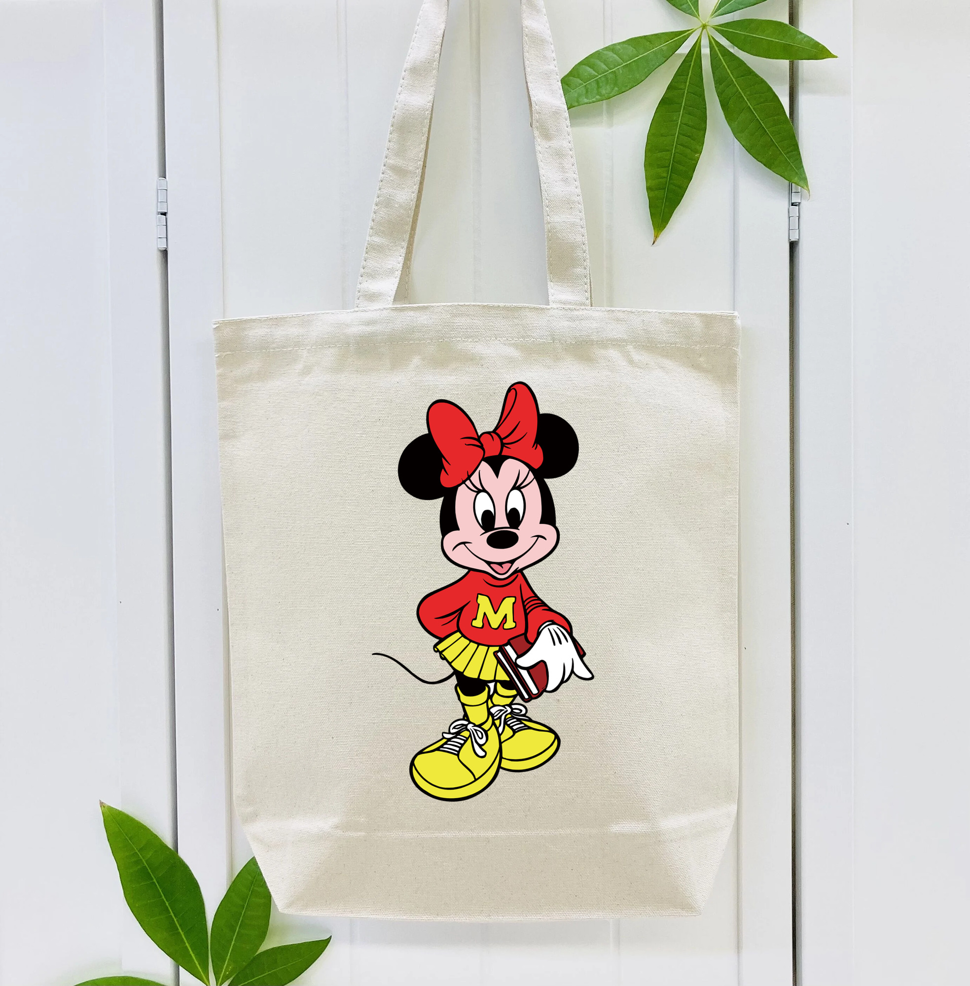 ミッキーマウス Mickey Mouse 縦型キャンバス生地手提げバッグ　トートバッグ