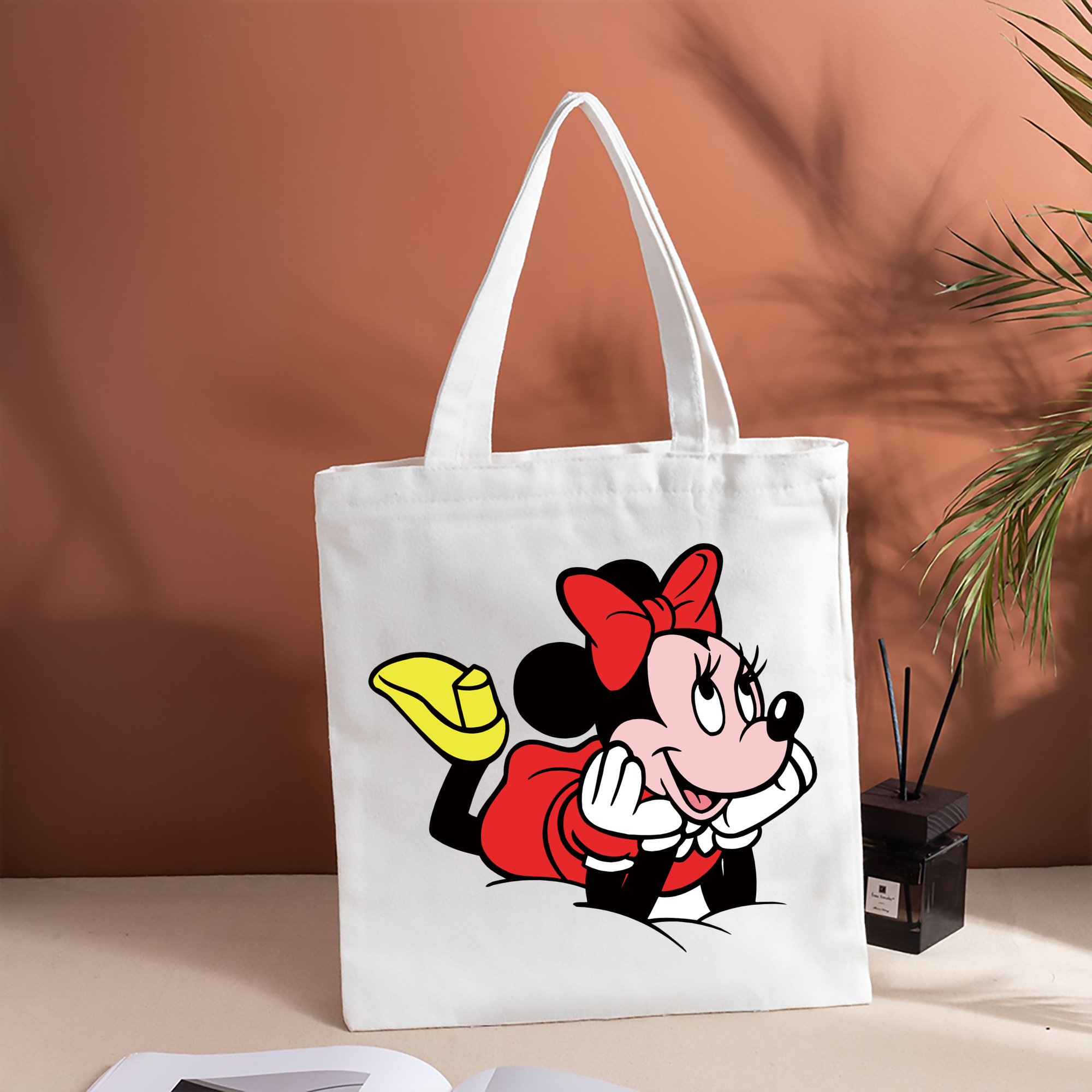 ミッキーマウス Mickey Mouse 縦型キャンバス生地手提げバッグ　トートバッグ