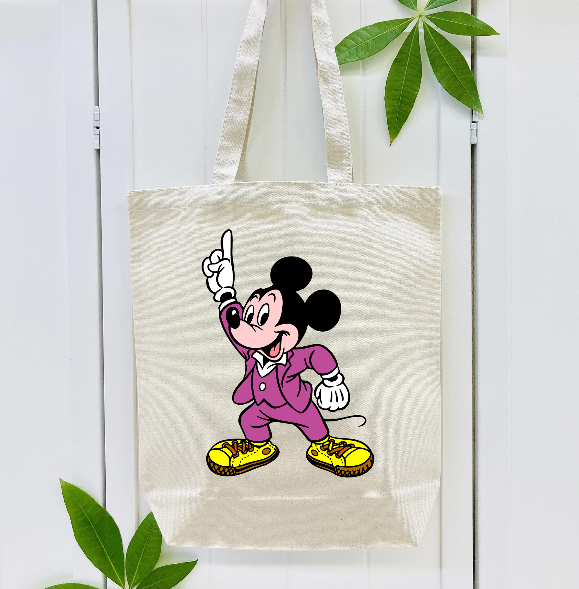 ミッキーマウス Mickey Mouse 縦型キャンバス生地手提げバッグ　トートバッグ