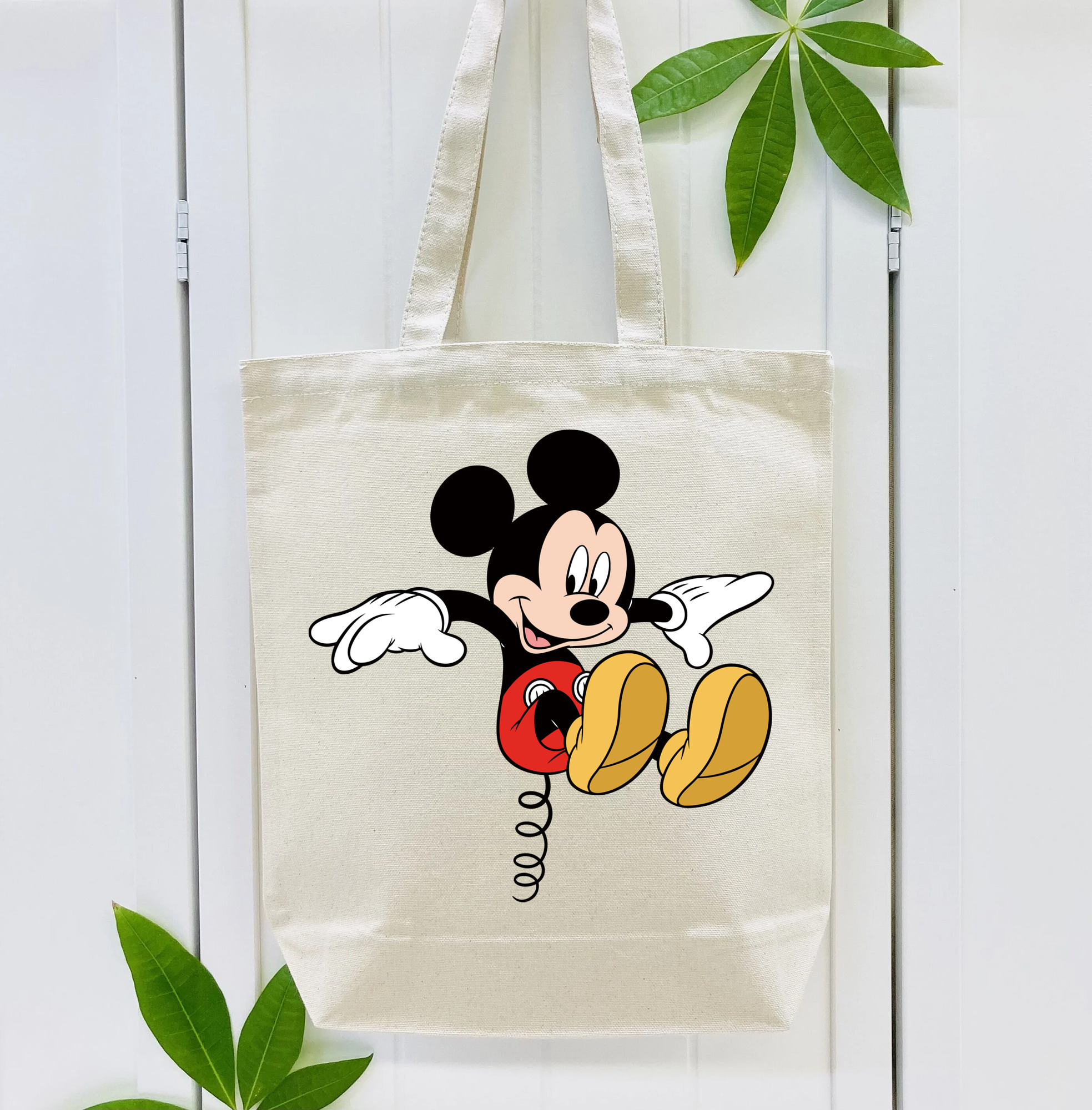 ミッキーマウス Mickey Mouse 縦型キャンバス生地手提げバッグ　トートバッグ