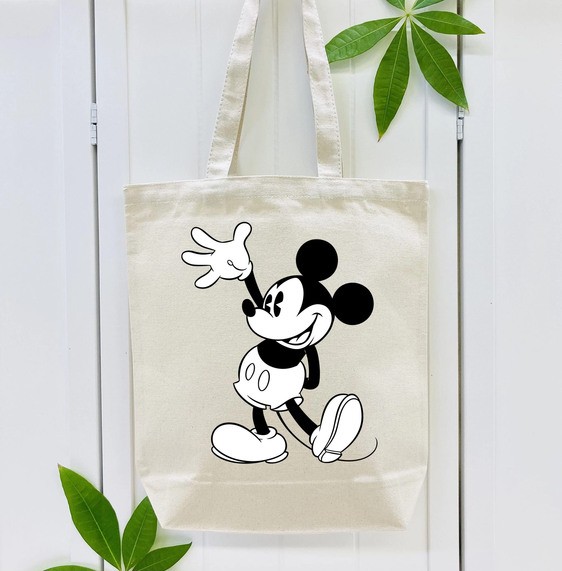 ミッキーマウス Mickey Mouse 縦型キャンバス生地手提げバッグ　トートバッグ