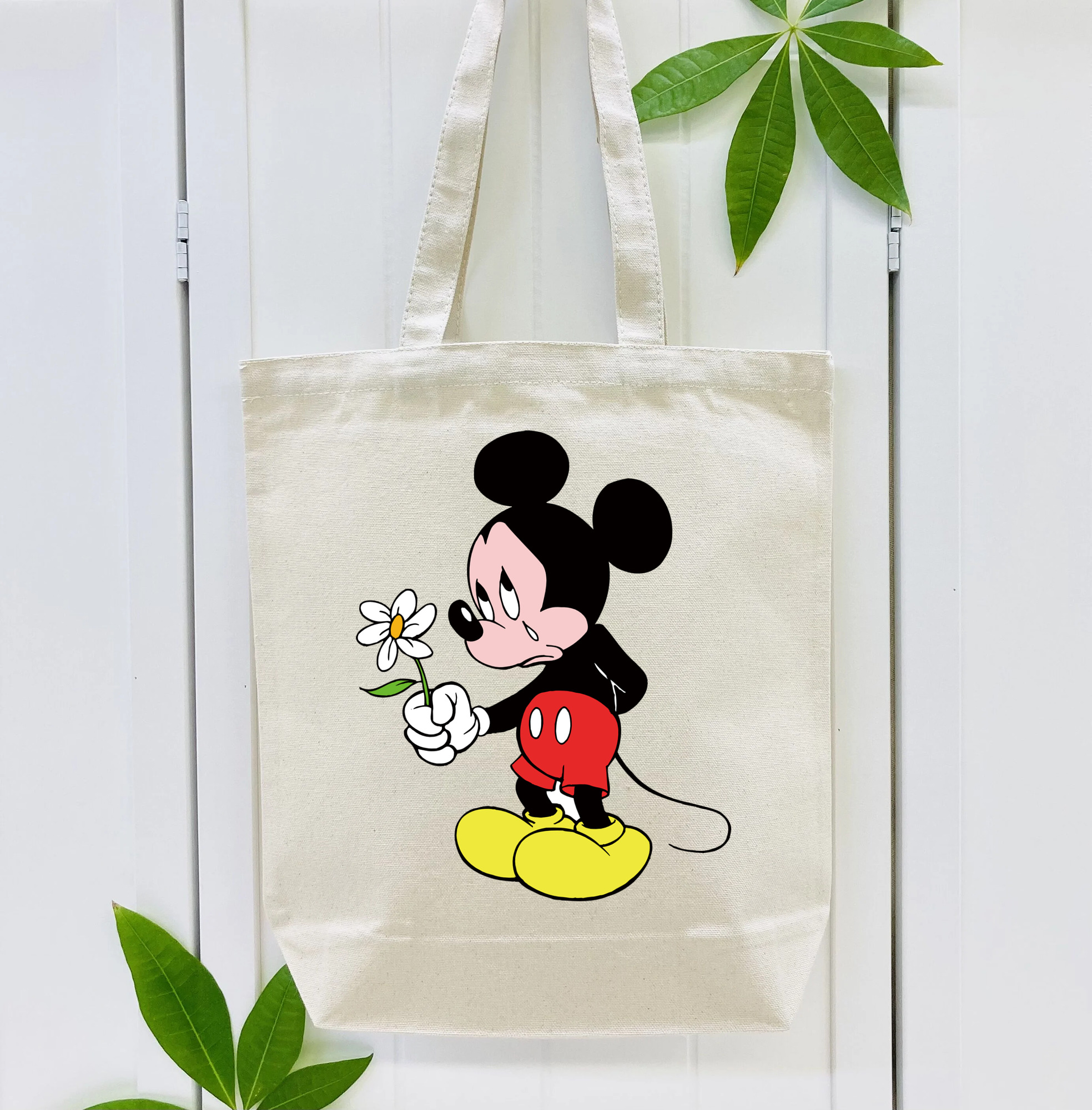 ミッキーマウス Mickey Mouse 縦型キャンバス生地手提げバッグ　トートバッグ