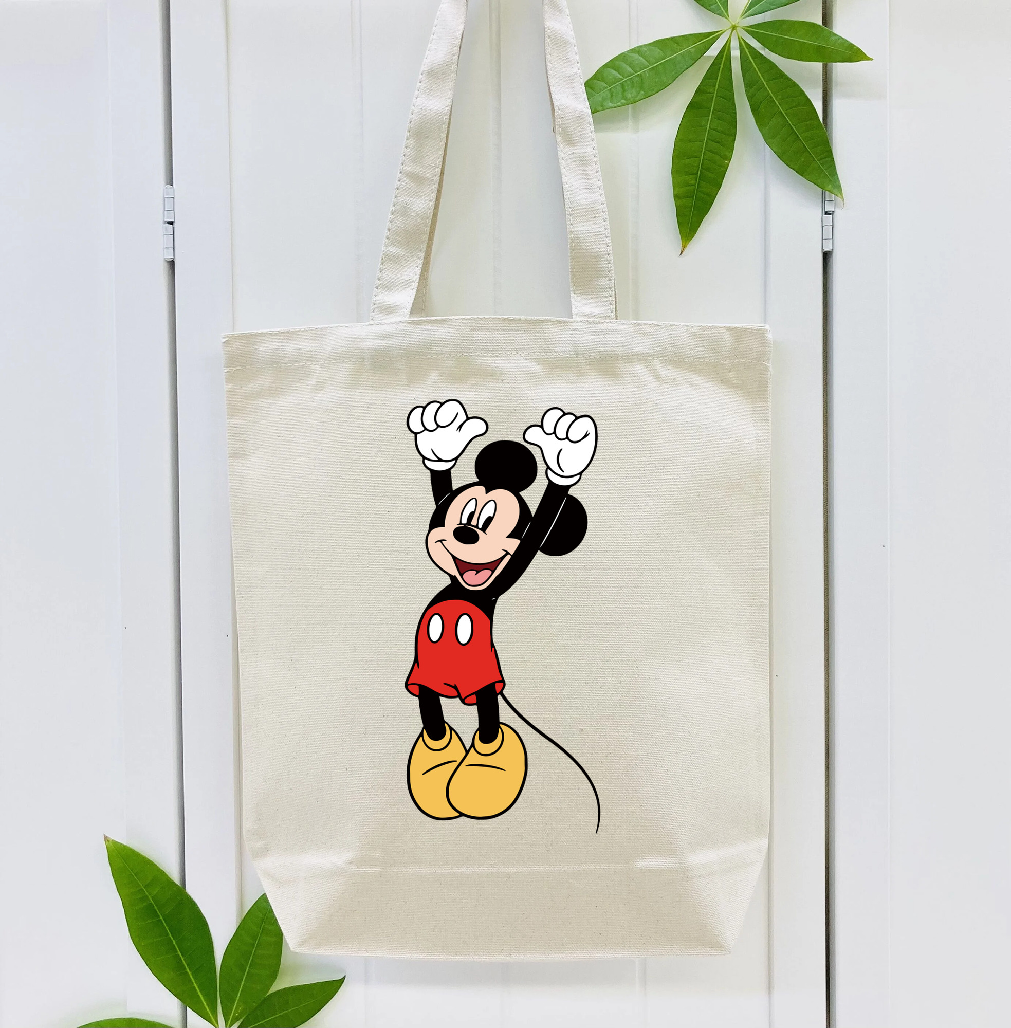 ミッキーマウス Mickey Mouse 縦型キャンバス生地手提げバッグ　トートバッグ
