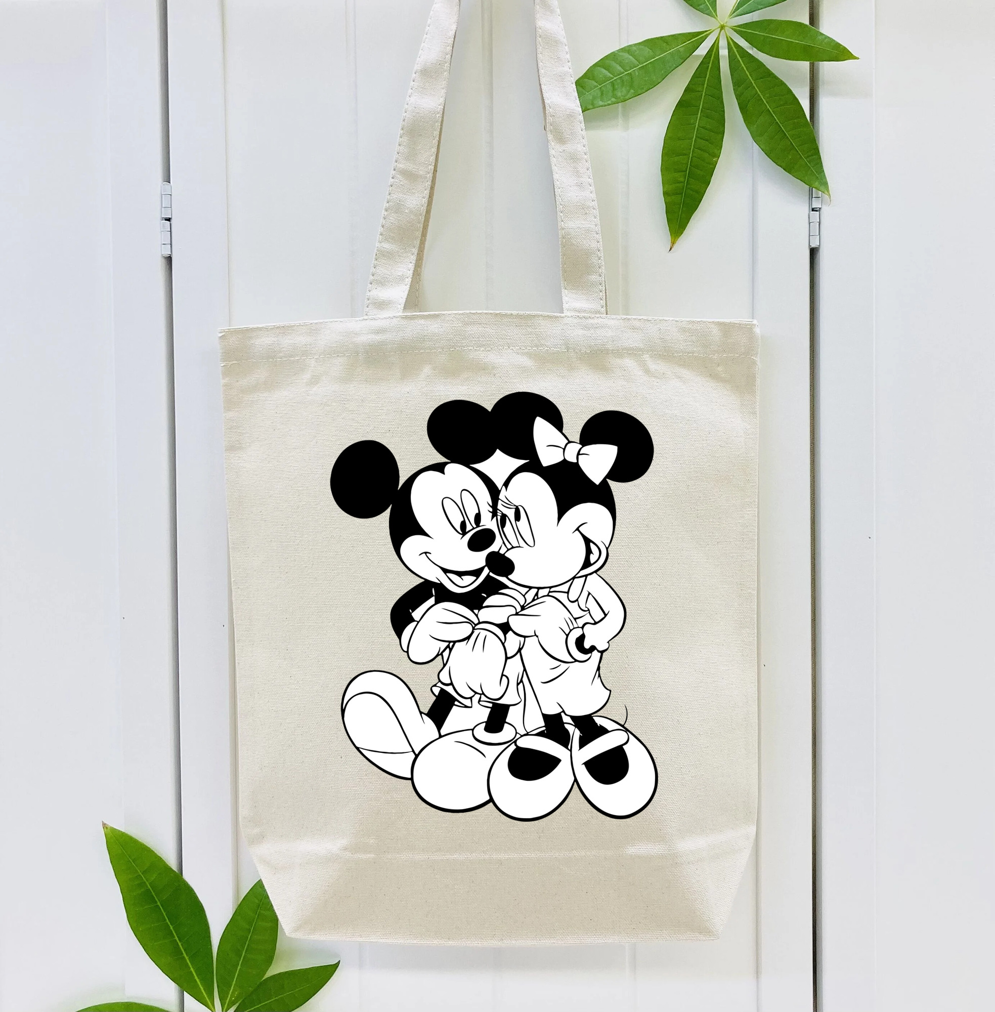 ミッキーマウス Mickey Mouse 縦型キャンバス生地手提げバッグ　トートバッグ