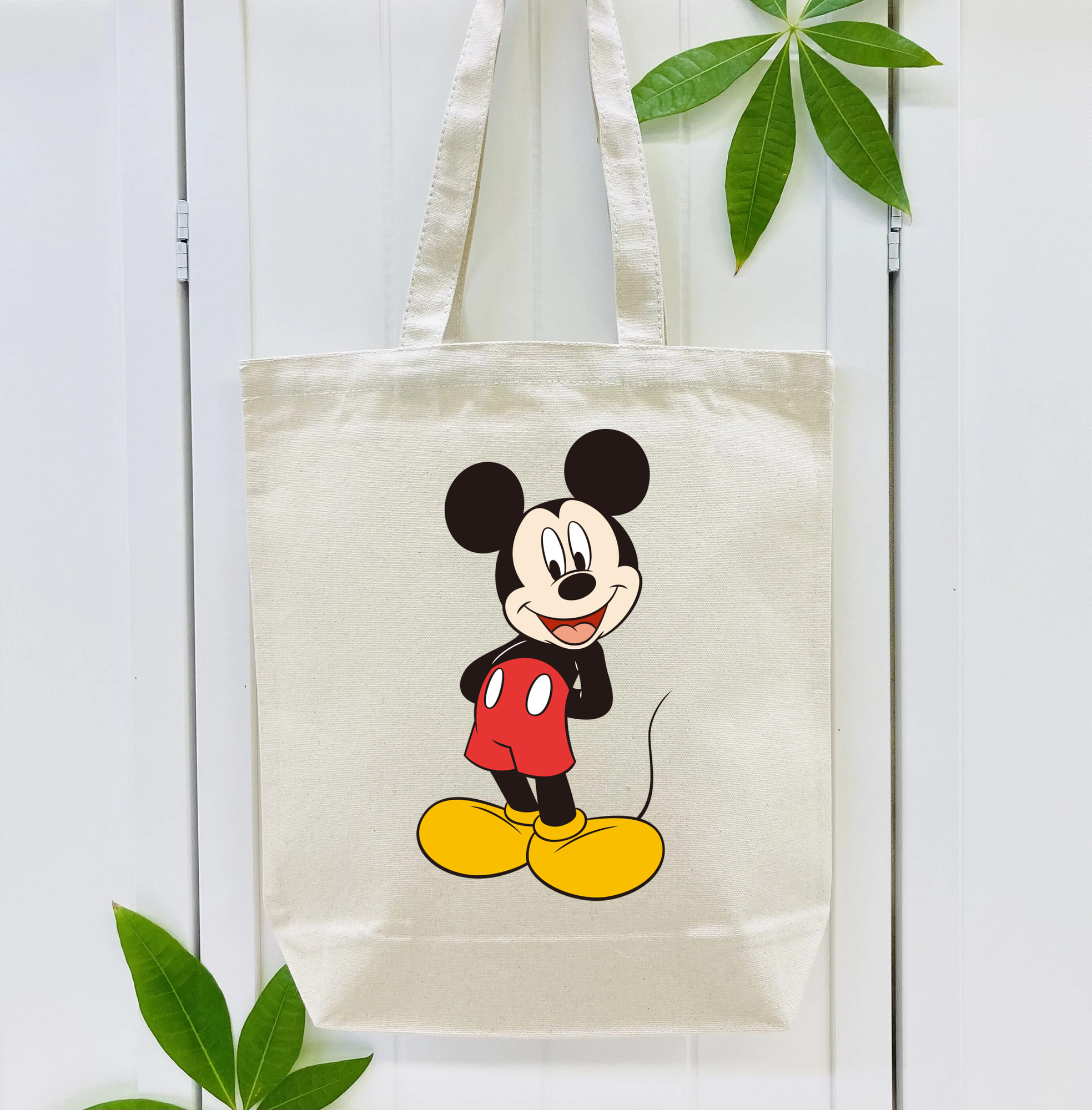 ミッキーマウス Mickey Mouse 縦型キャンバス生地手提げバッグ　トートバッグ