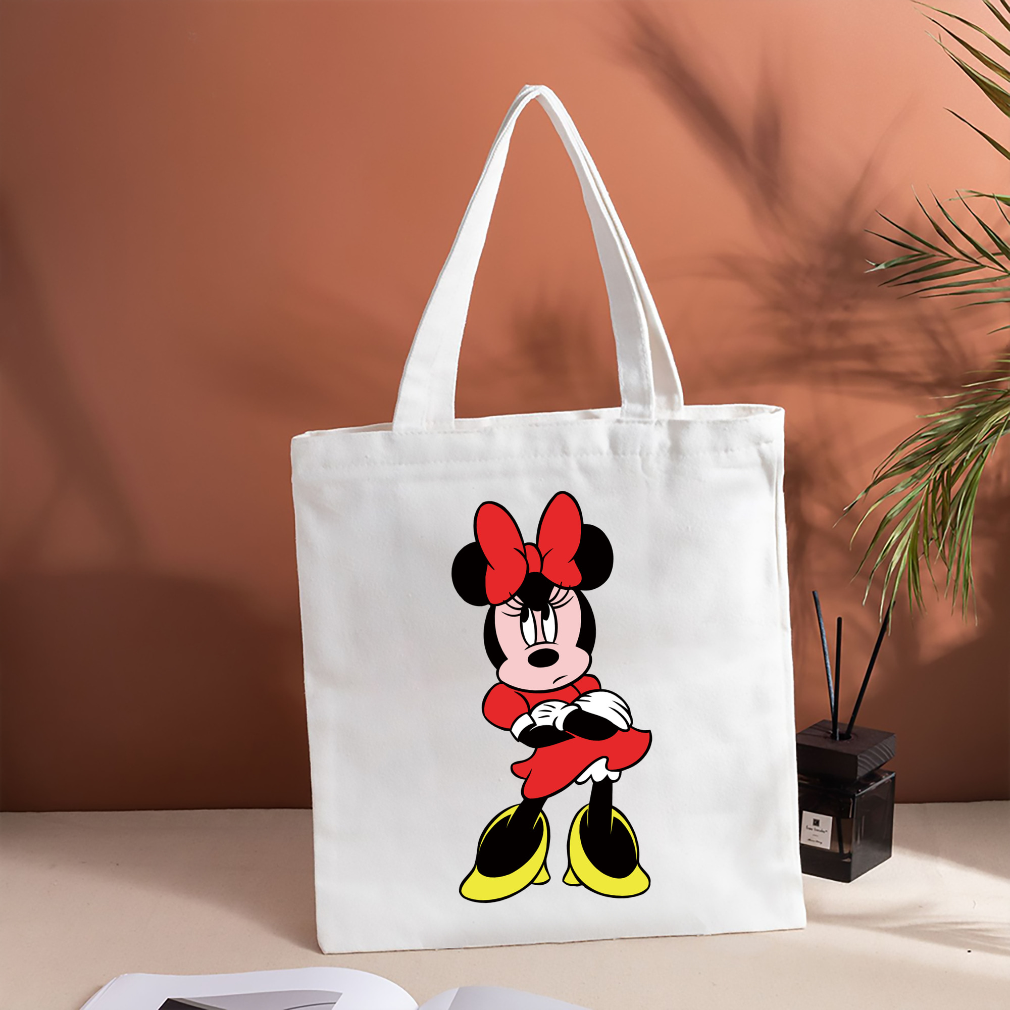 ミッキーマウス Mickey Mouse 縦型キャンバス生地手提げバッグ　トートバッグ