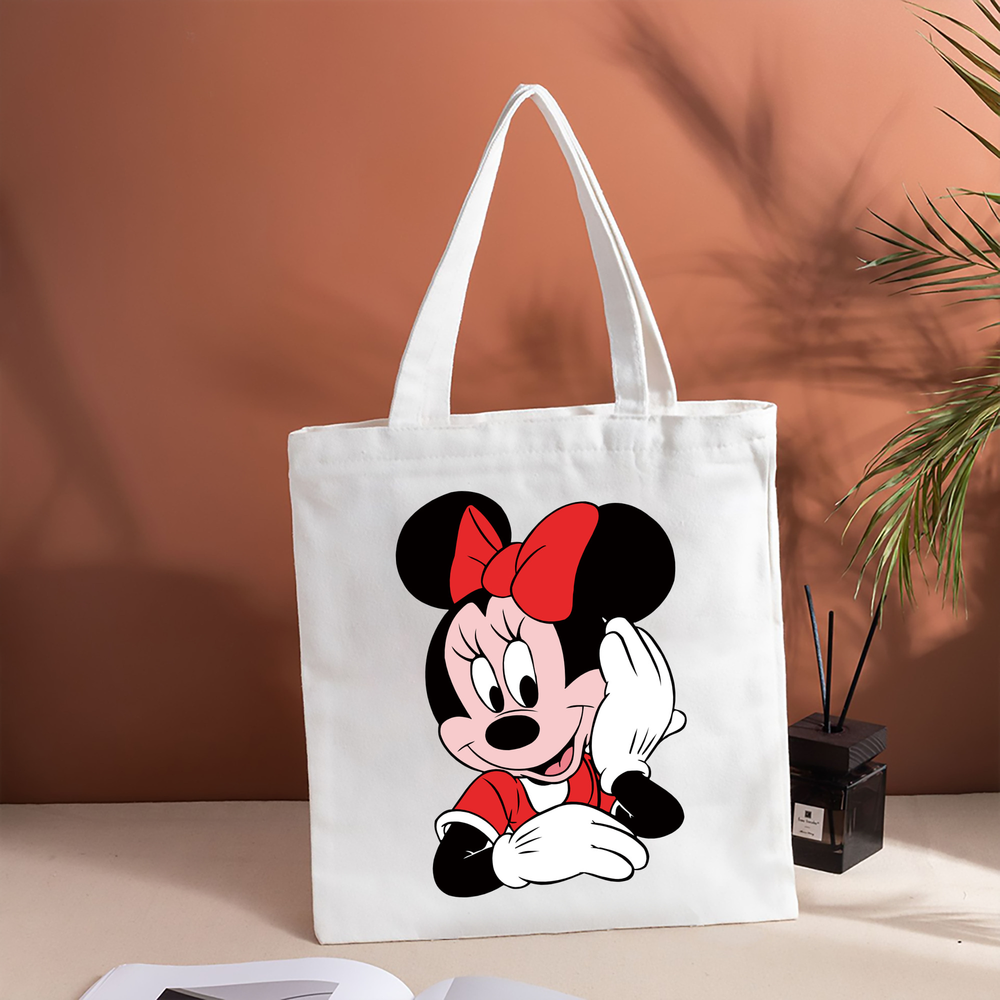 ミッキーマウス Mickey Mouse 縦型キャンバス生地手提げバッグ　トートバッグ