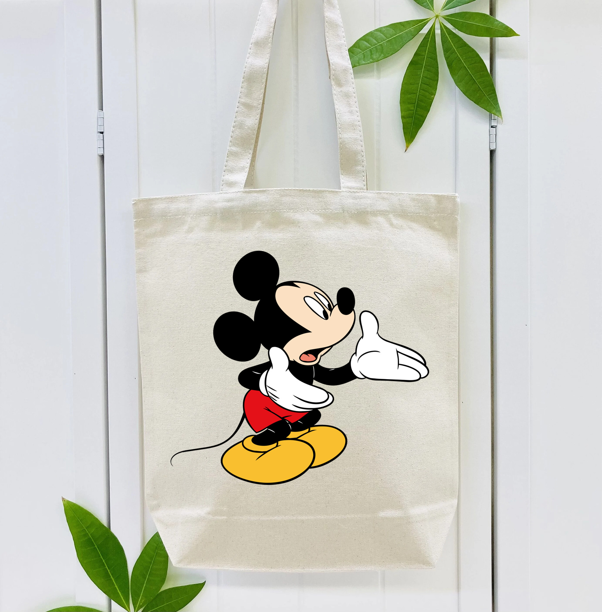 ミッキーマウス Mickey Mouse 縦型キャンバス生地手提げバッグ　トートバッグ