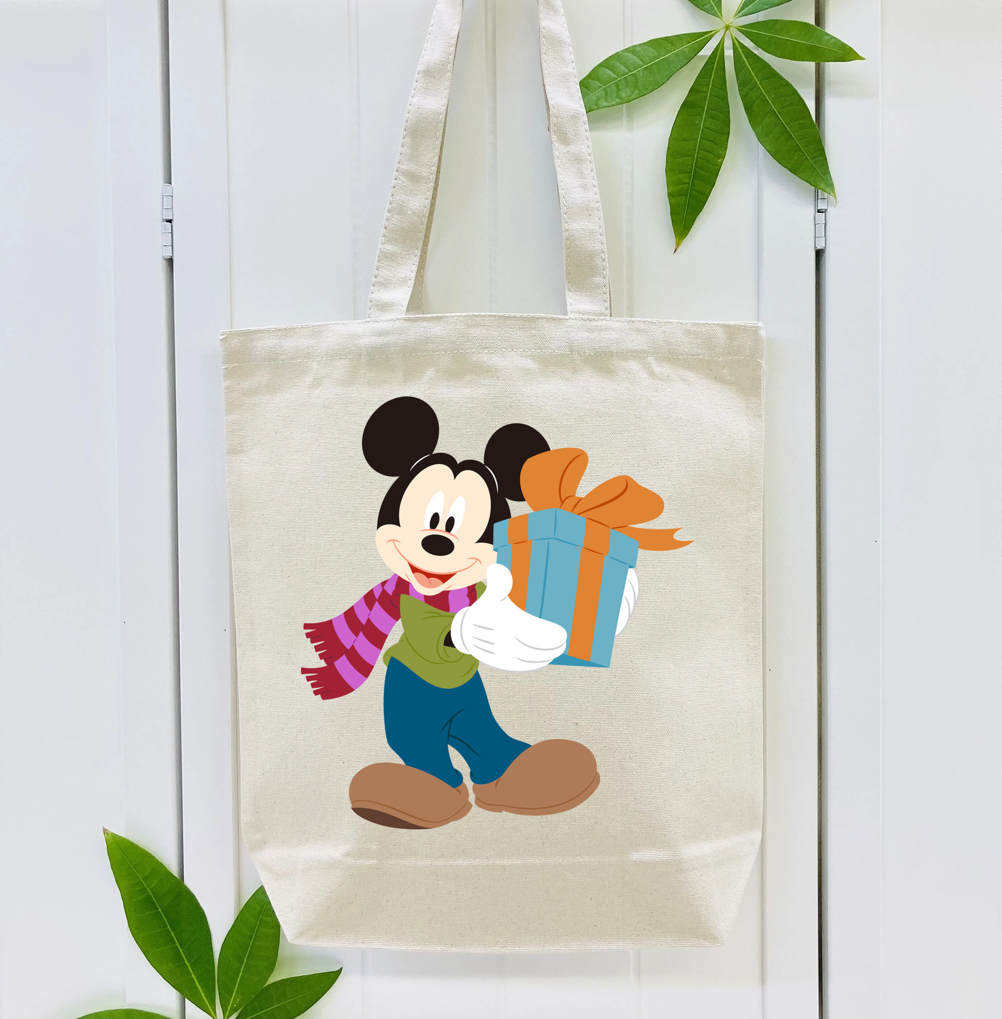 ミッキーマウス Mickey Mouse 縦型キャンバス生地手提げバッグ　トートバッグ