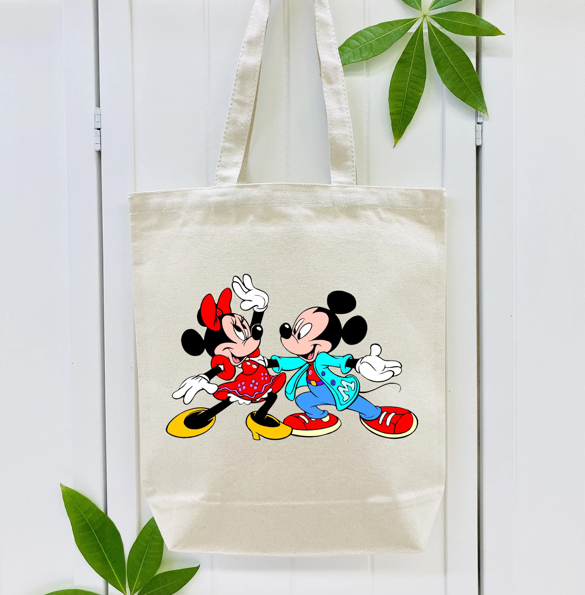 ミッキーマウス Mickey Mouse 縦型キャンバス生地手提げバッグ　トートバッグ
