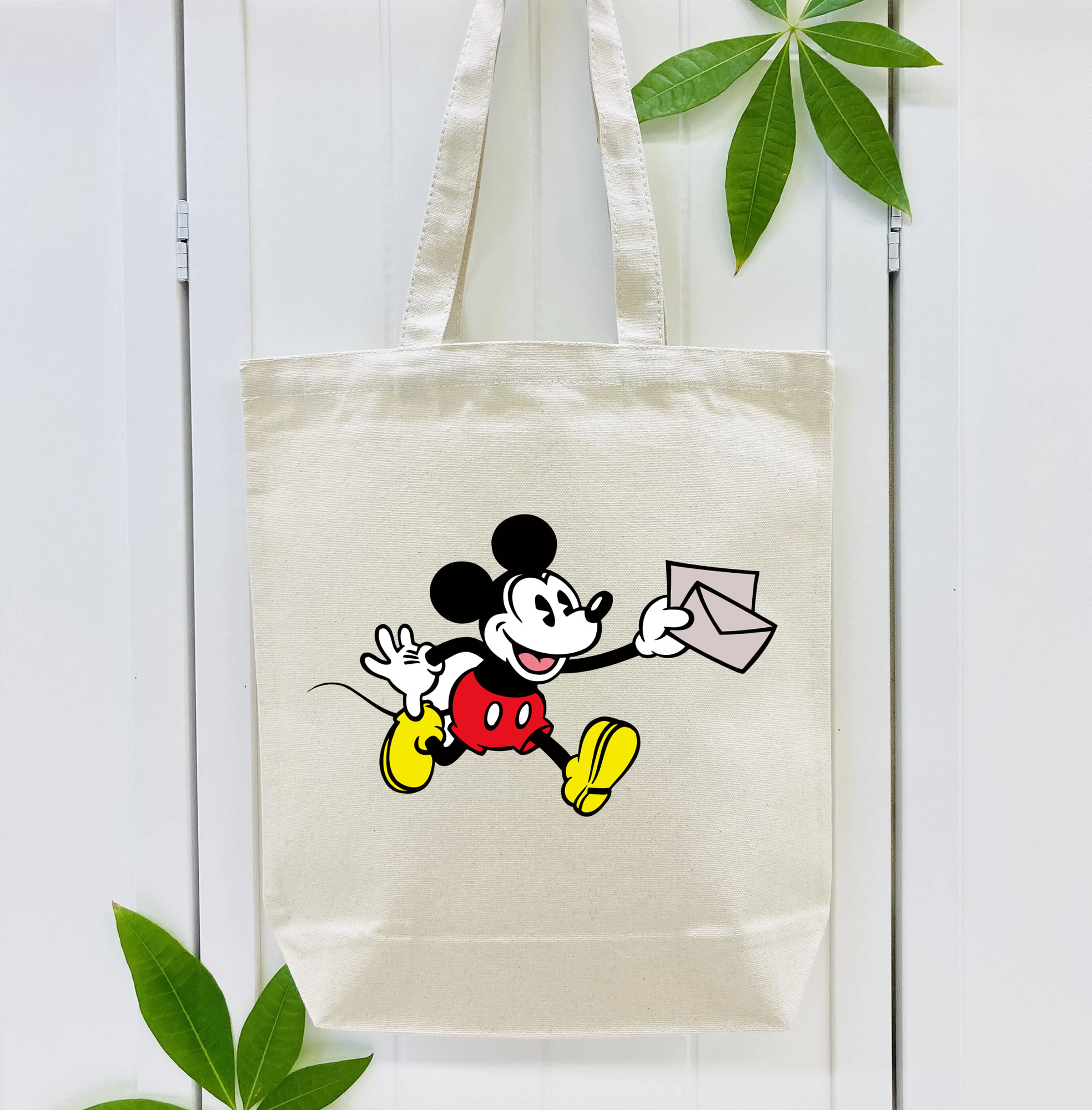 ミッキーマウス Mickey Mouse 縦型キャンバス生地手提げバッグ　トートバッグ