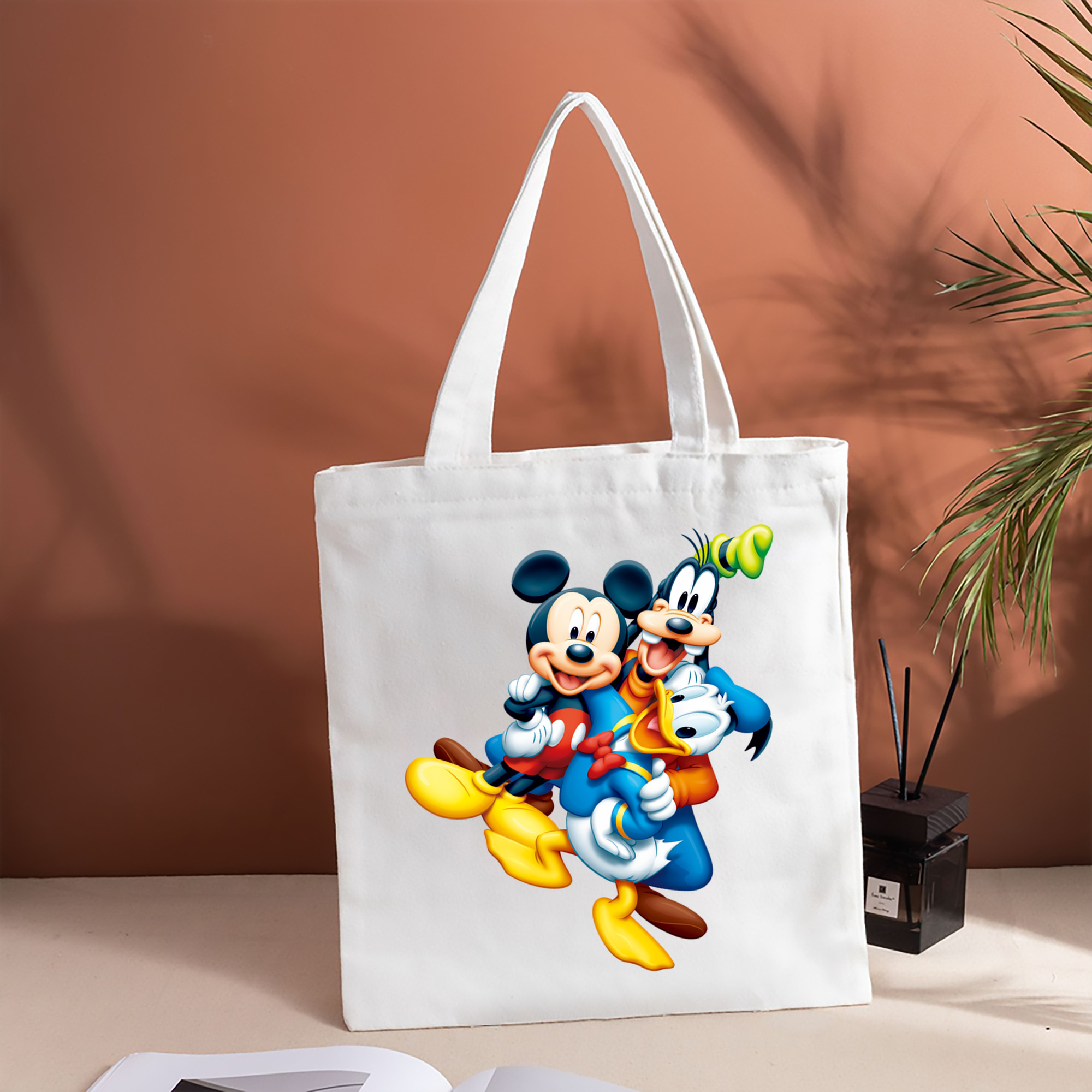 ミッキーマウス Mickey Mouse 縦型キャンバス生地手提げバッグ　トートバッグ
