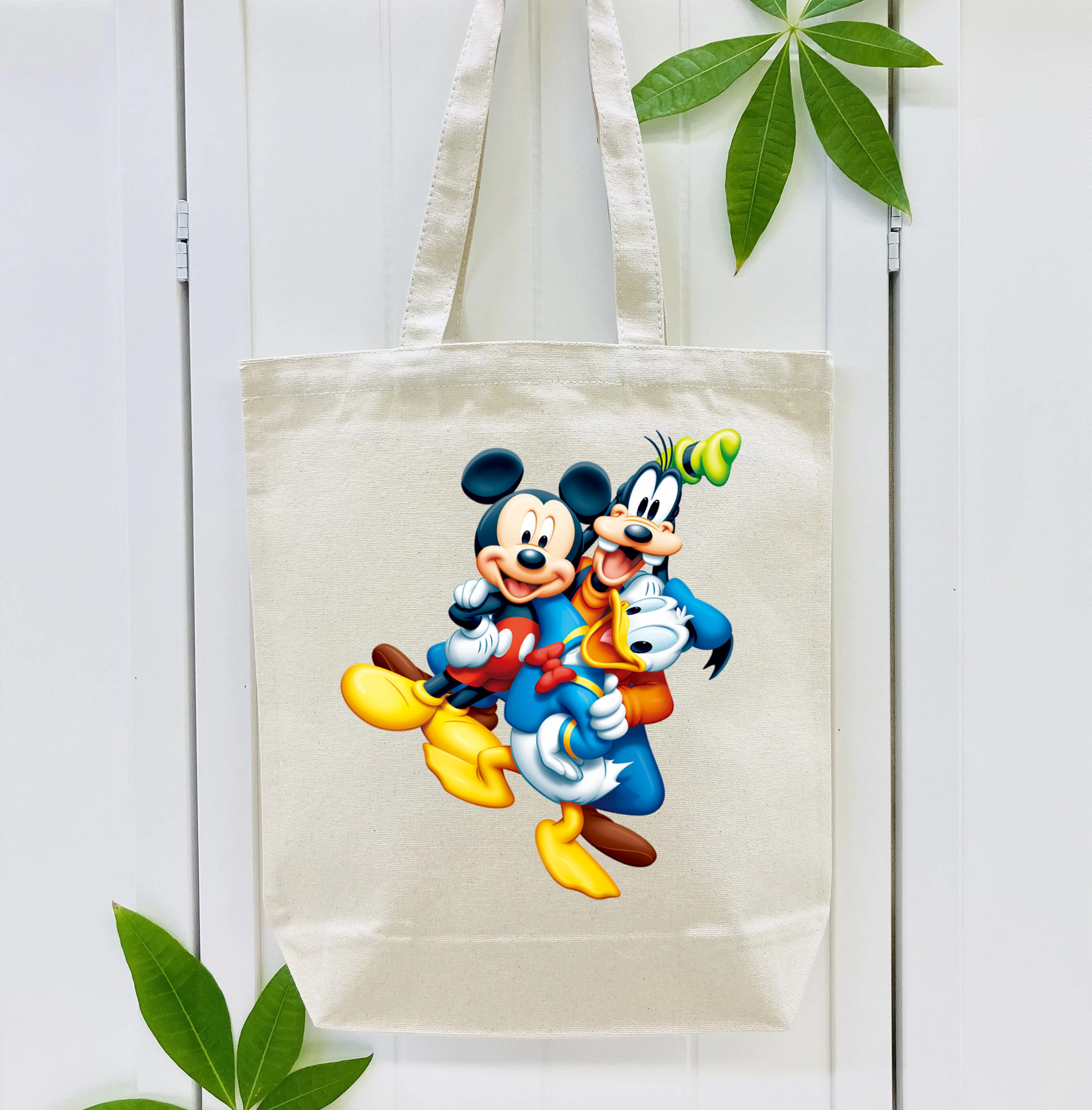 ミッキーマウス Mickey Mouse 縦型キャンバス生地手提げバッグ　トートバッグ