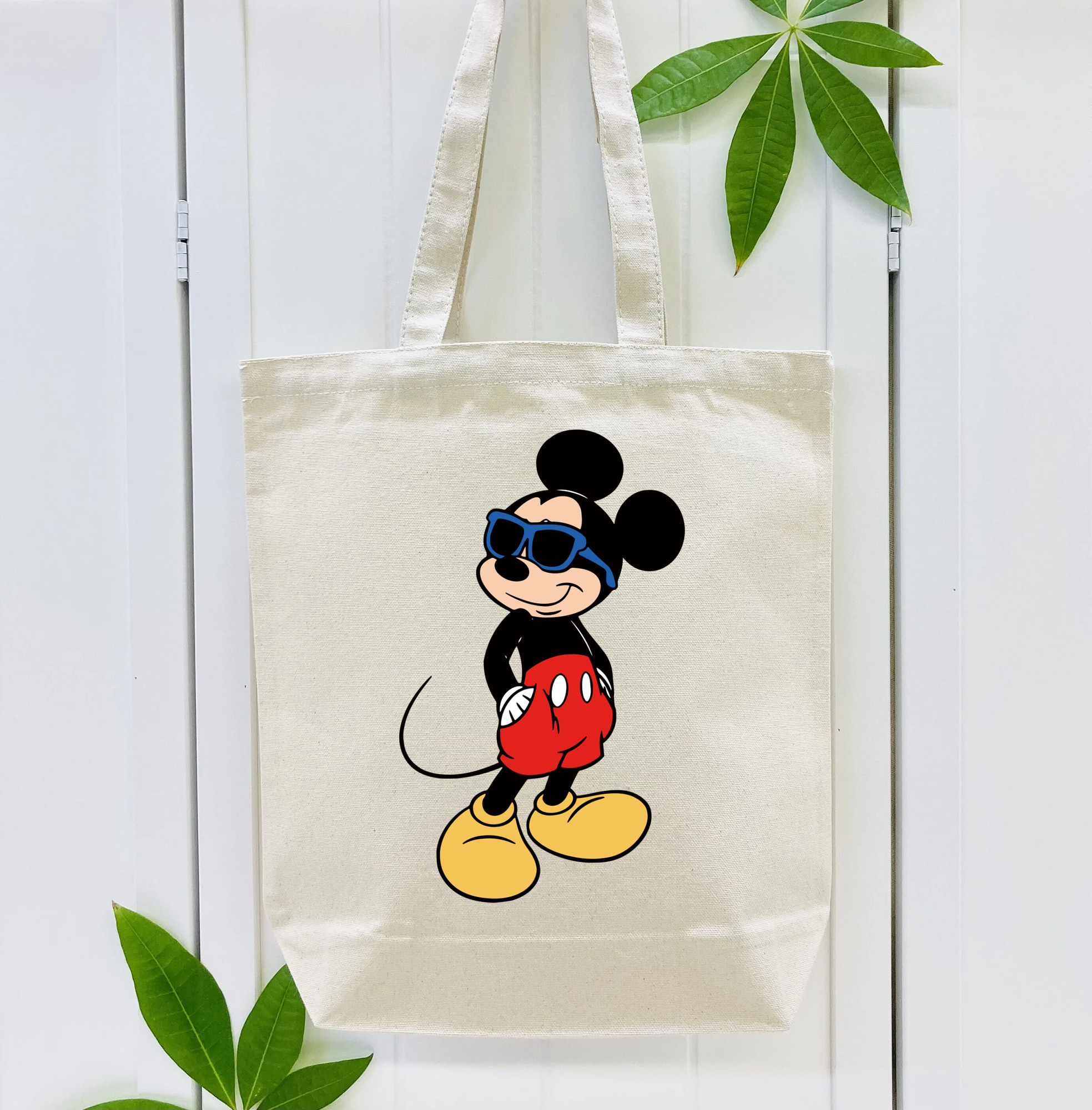 ミッキーマウス Mickey Mouse 縦型キャンバス生地手提げバッグ　トートバッグ