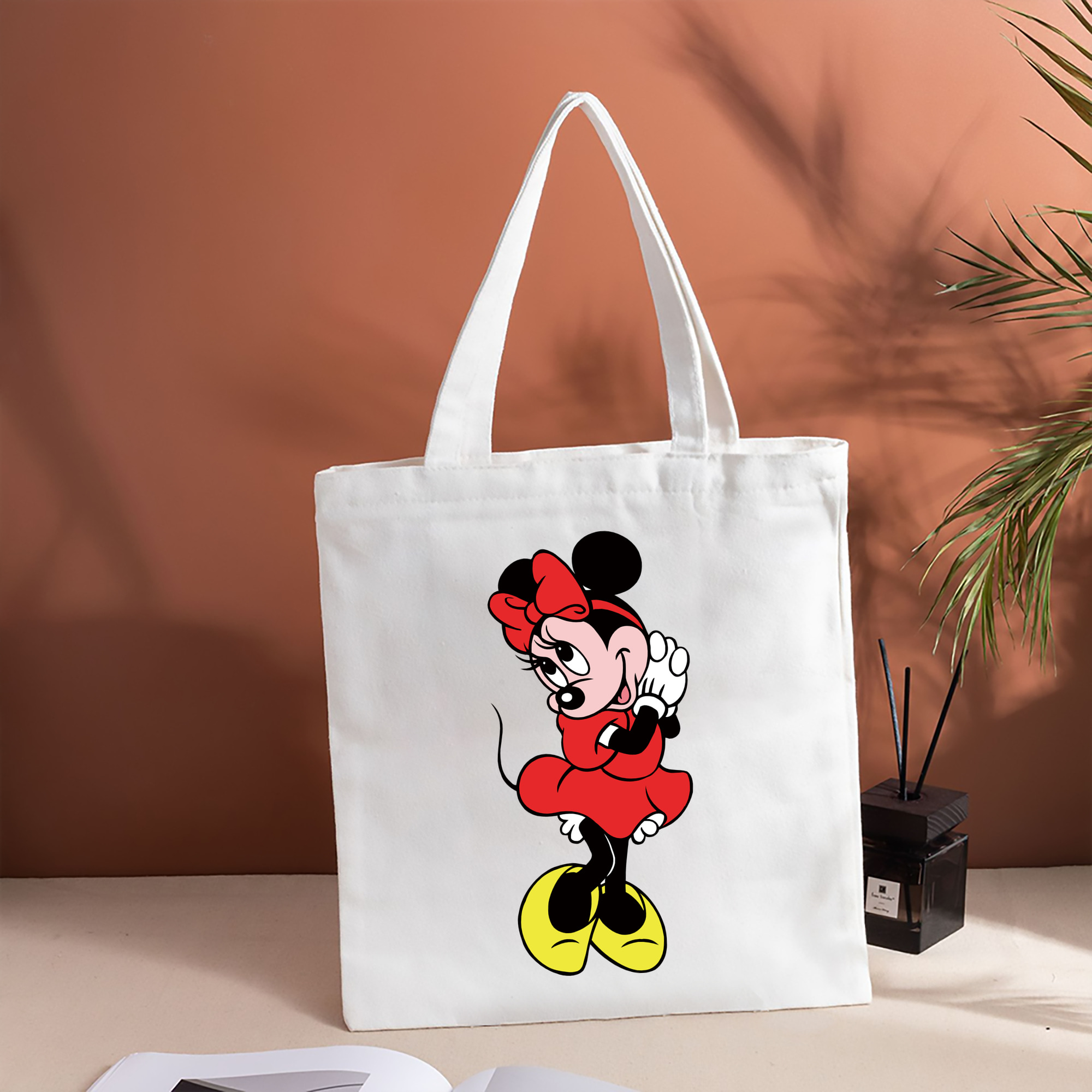 ミッキーマウス Mickey Mouse 縦型キャンバス生地手提げバッグ　トートバッグ