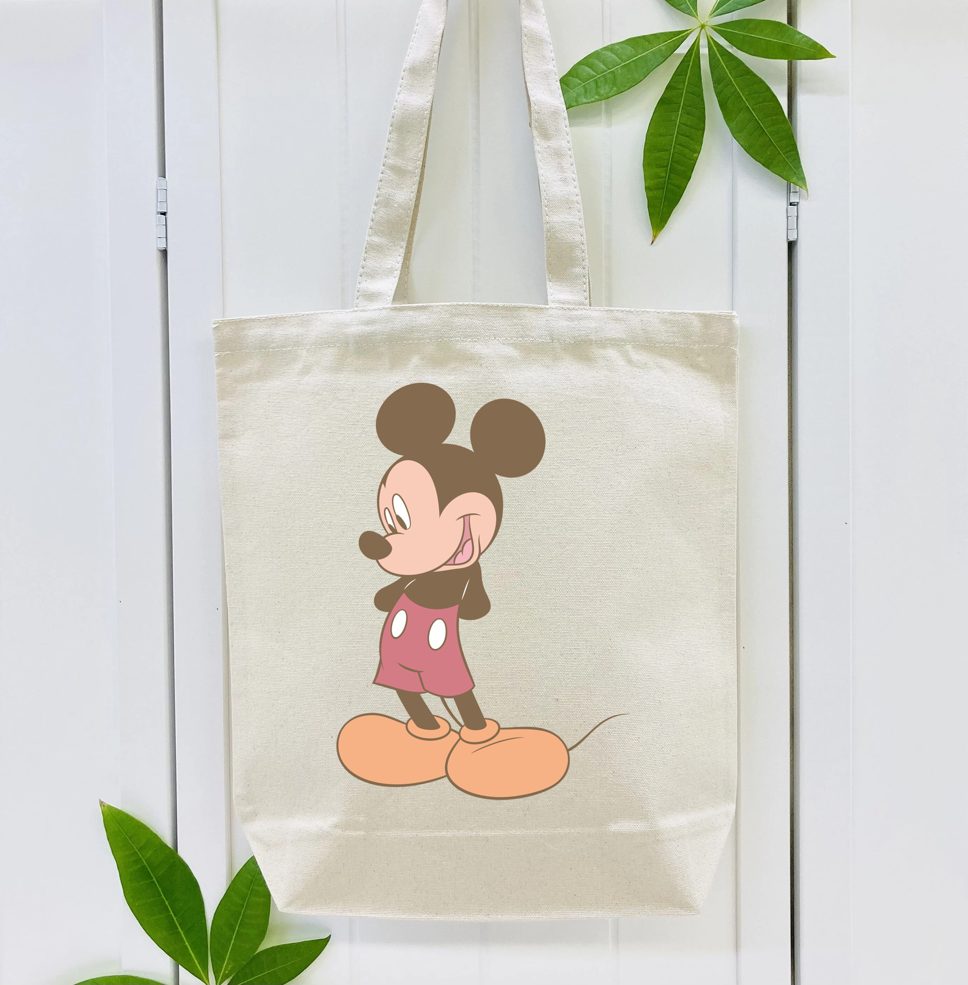 ミッキーマウス Mickey Mouse 縦型キャンバス生地手提げバッグ　トートバッグ