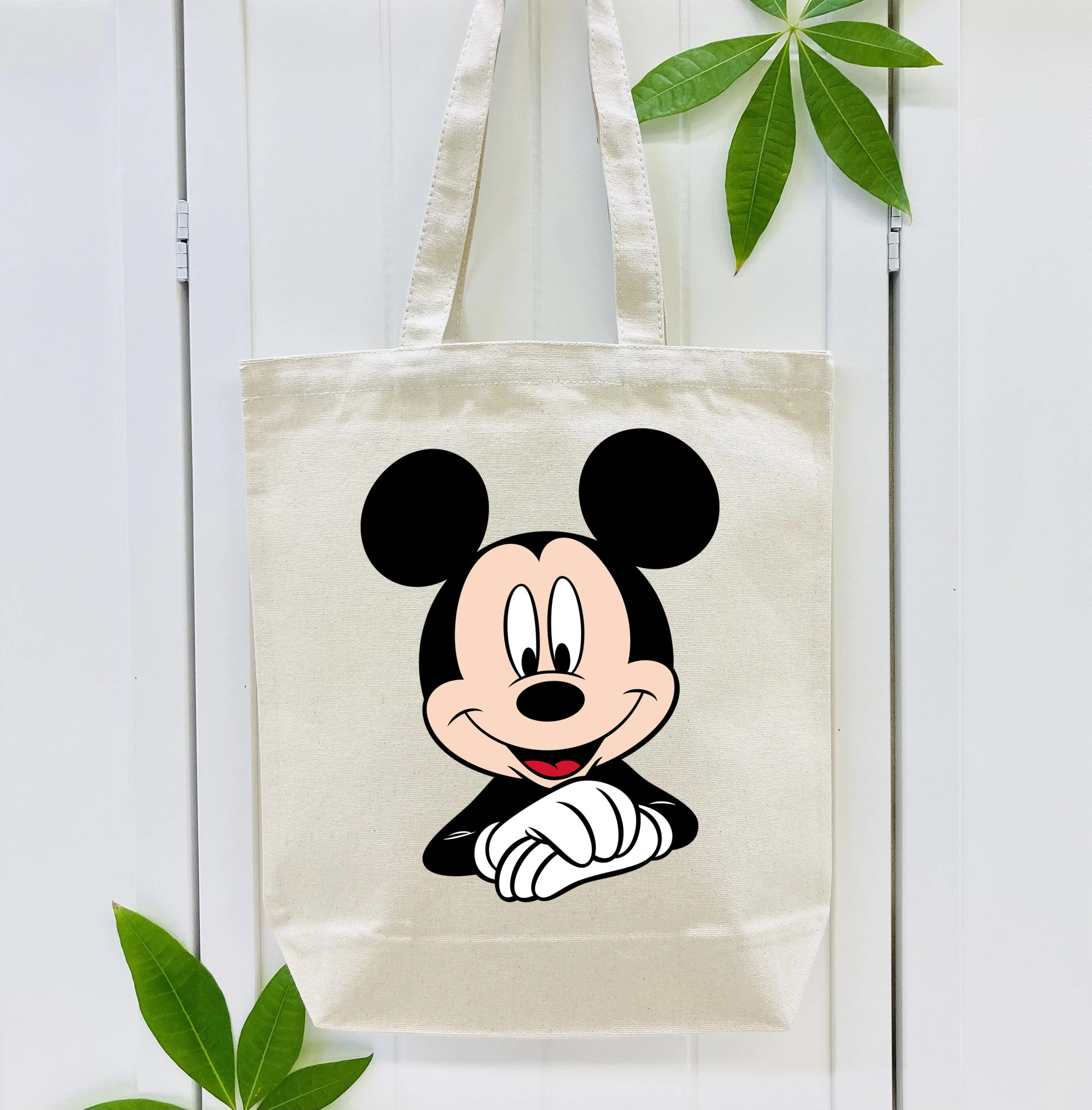 ミッキーマウス Mickey Mouse 縦型キャンバス生地手提げバッグ　トートバッグ