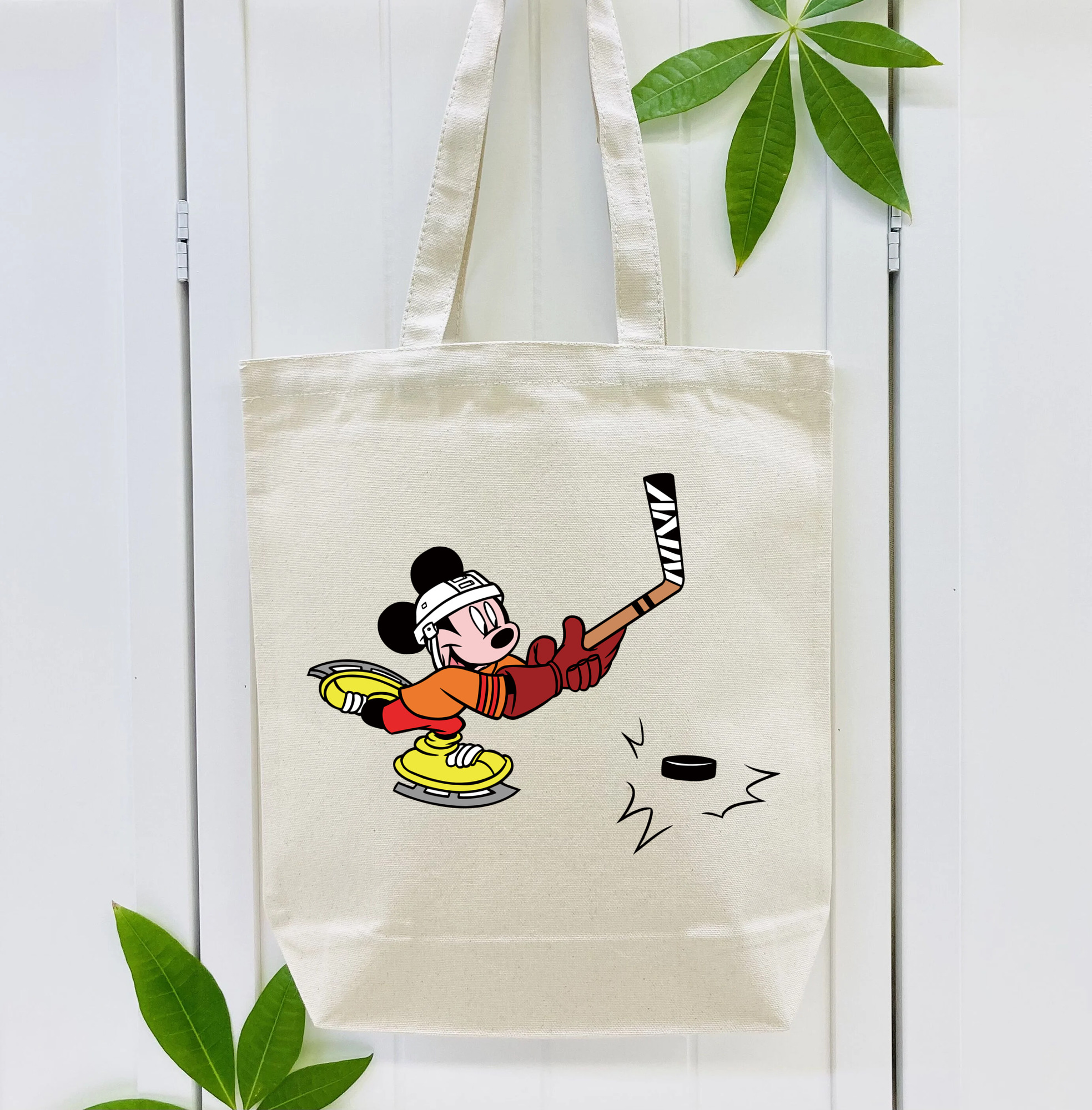 ミッキーマウス Mickey Mouse 縦型キャンバス生地手提げバッグ　トートバッグ