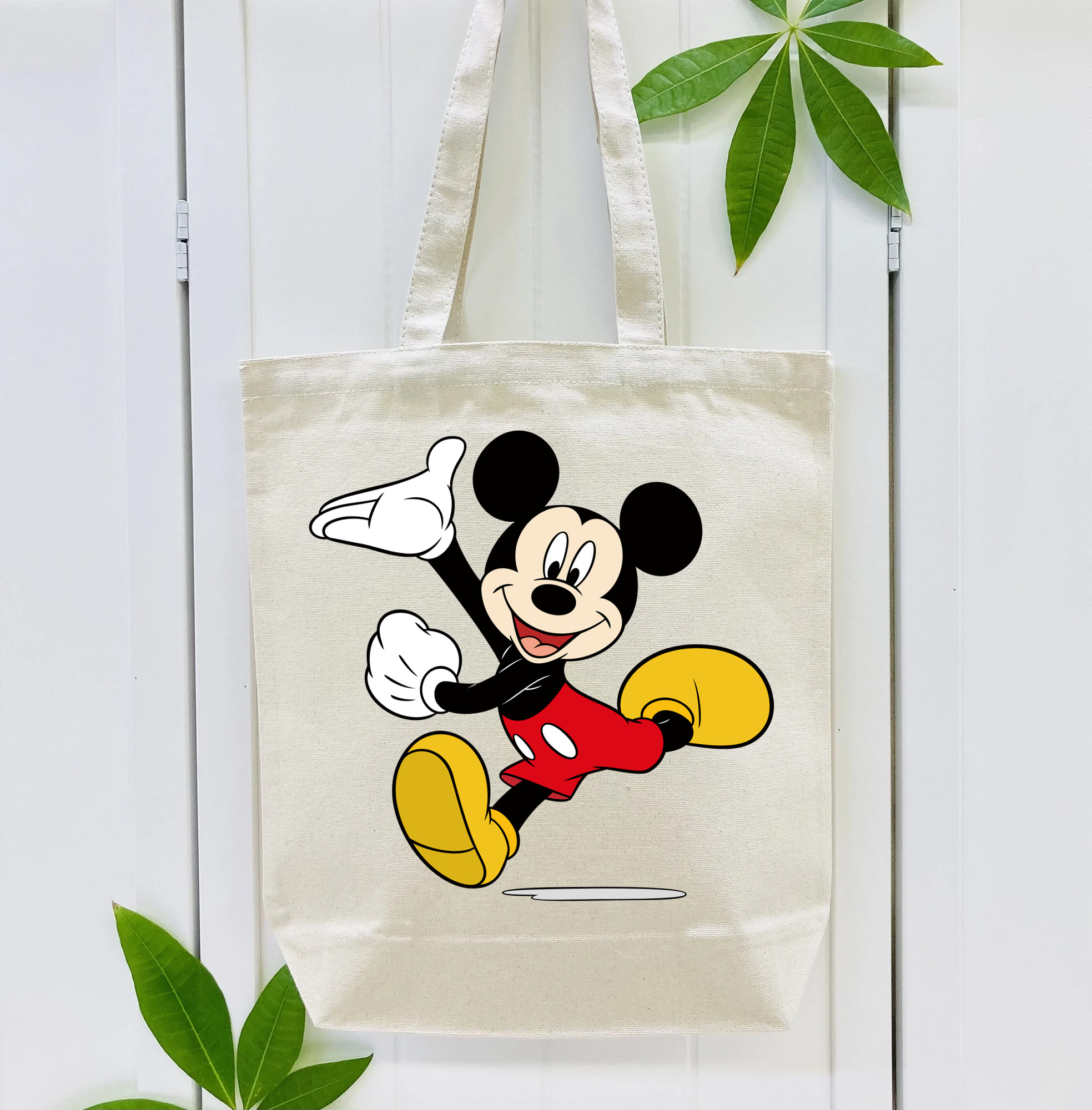 ミッキーマウス Mickey Mouse 縦型キャンバス生地手提げバッグ　トートバッグ