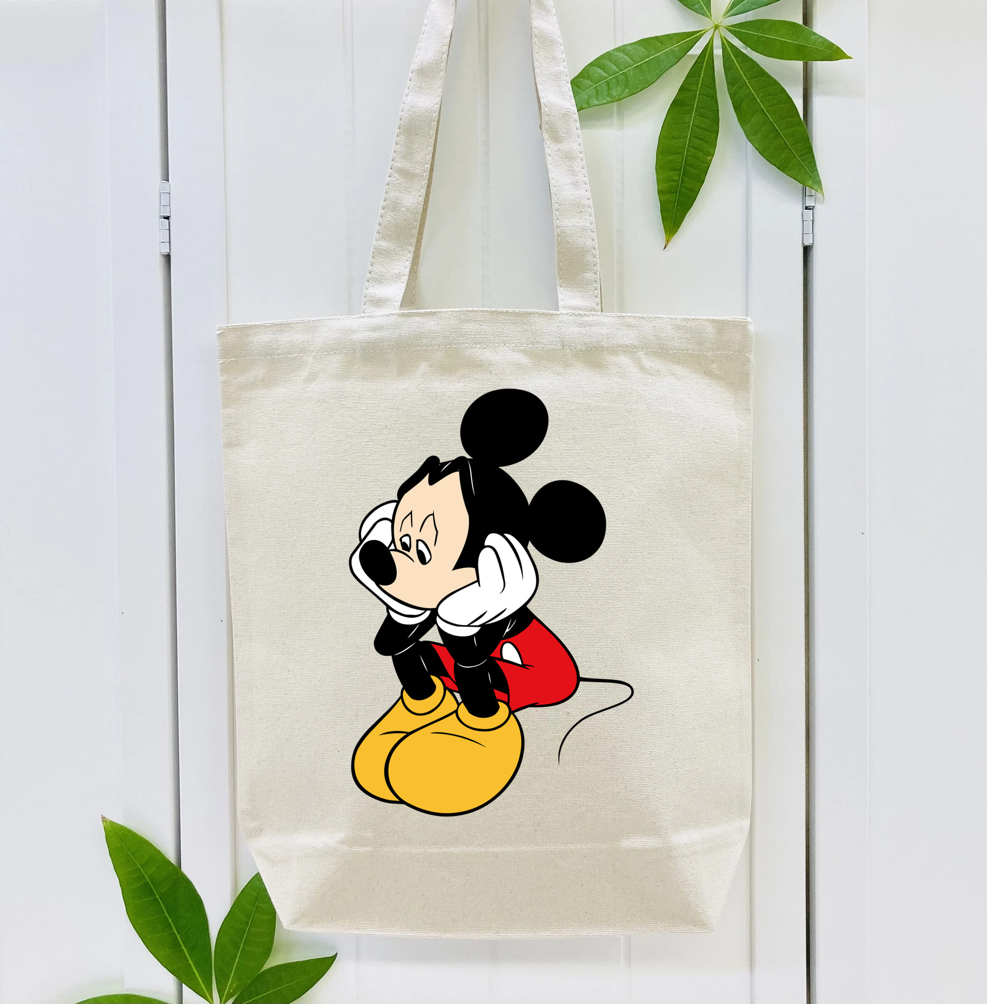 ミッキーマウス Mickey Mouse 縦型キャンバス生地手提げバッグ　トートバッグ