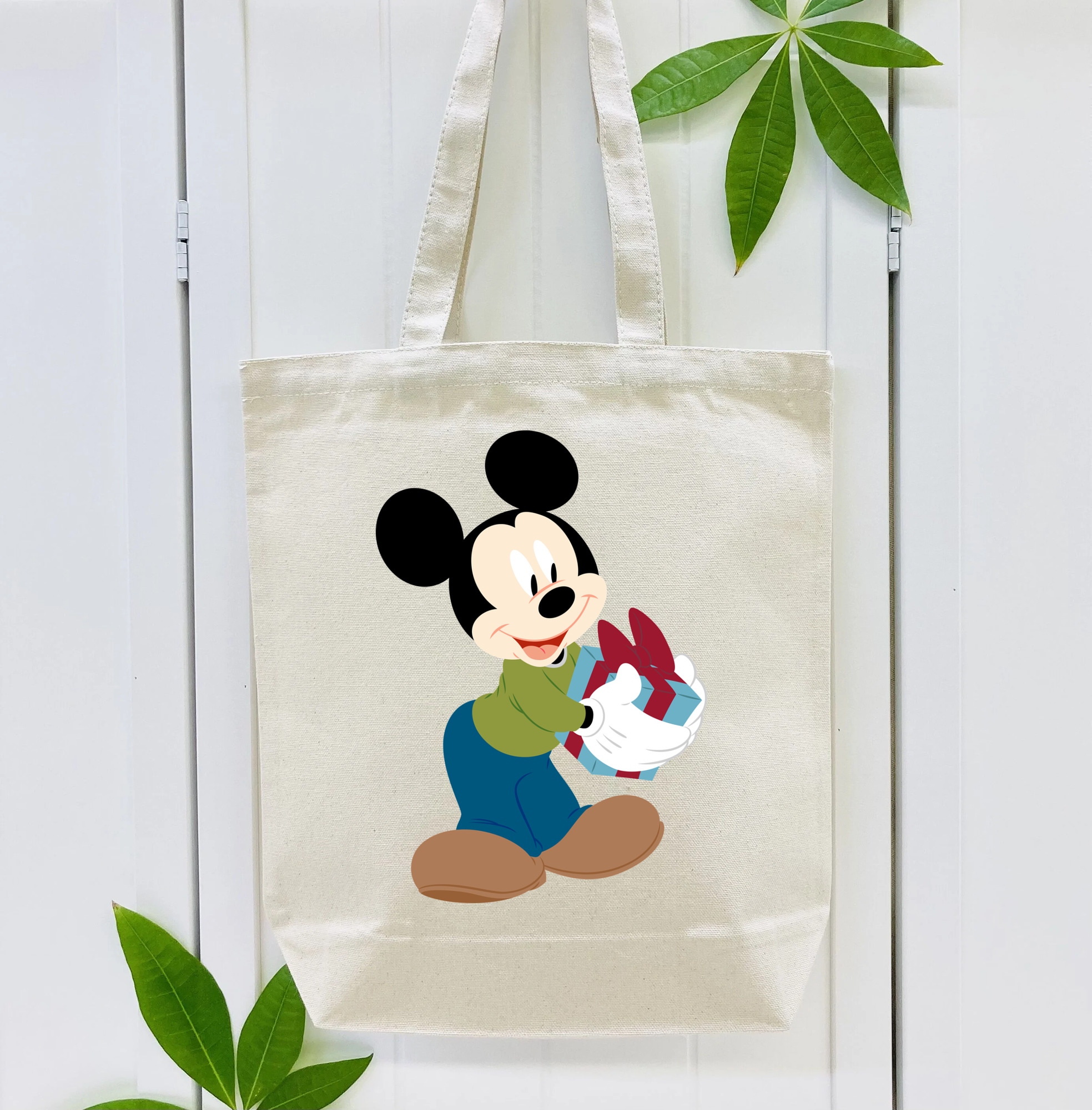ミッキーマウス Mickey Mouse 縦型キャンバス生地手提げバッグ　トートバッグ