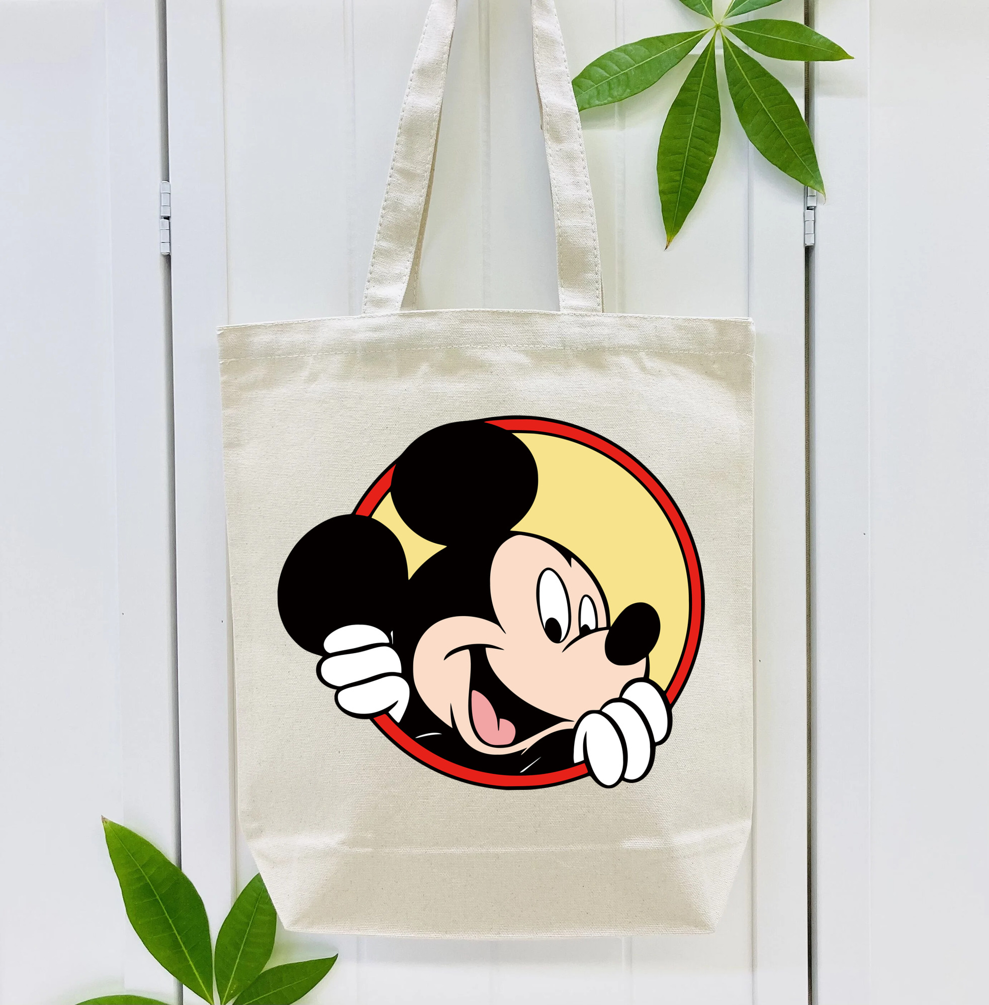 ミッキーマウス Mickey Mouse 縦型キャンバス生地手提げバッグ　トートバッグ