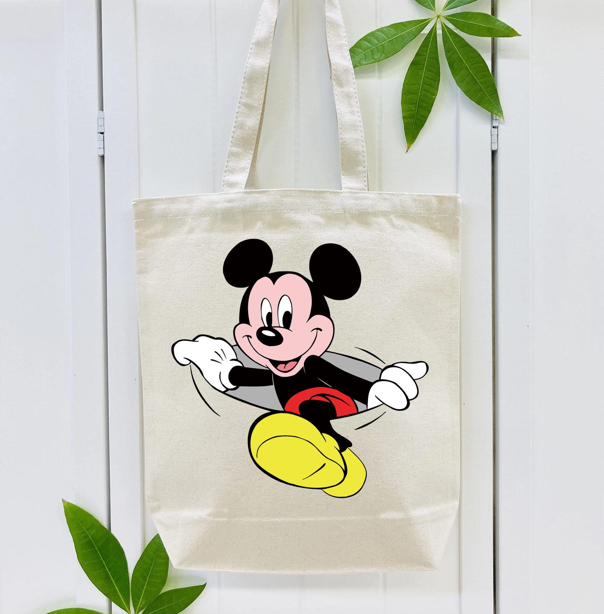 ミッキーマウス Mickey Mouse 縦型キャンバス生地手提げバッグ　トートバッグ
