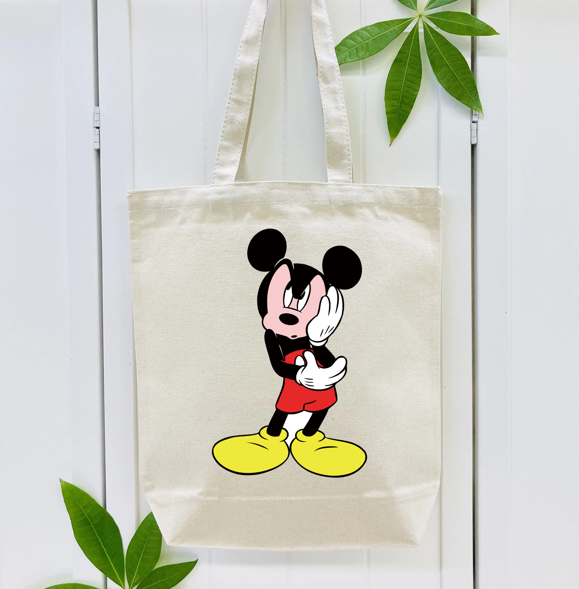 ミッキーマウス Mickey Mouse 縦型キャンバス生地手提げバッグ　トートバッグ